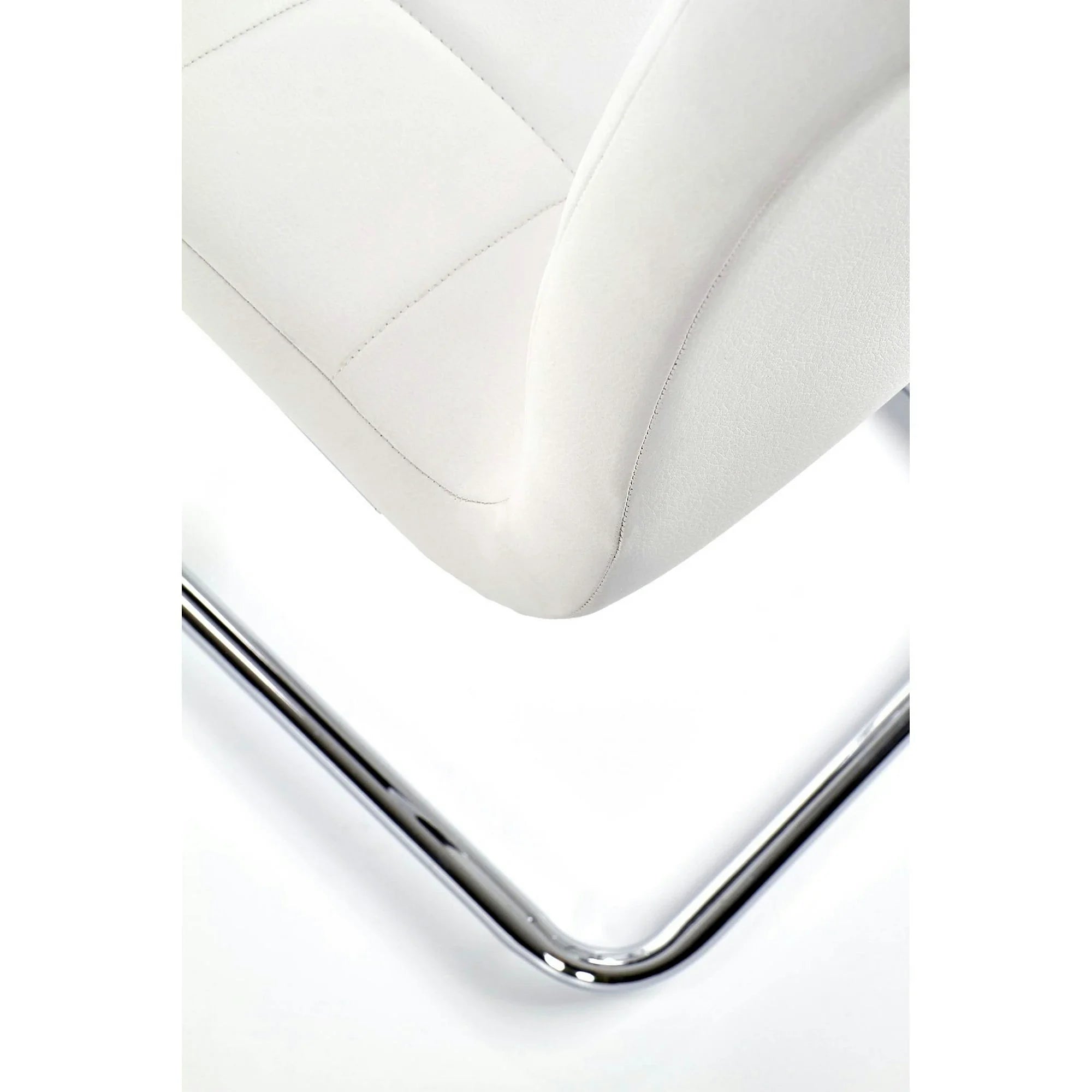 Scaun tapitat K147, alb/crom, piele ecologica/metal, 42X55X101 CM
