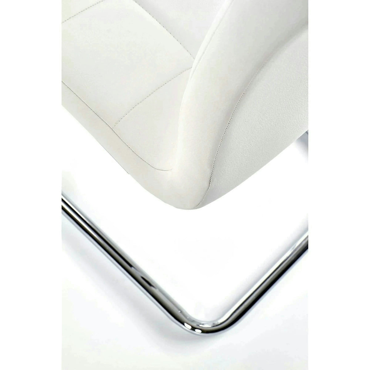 Scaun tapitat K147, alb/crom, piele ecologica/metal, 42X55X101 CM