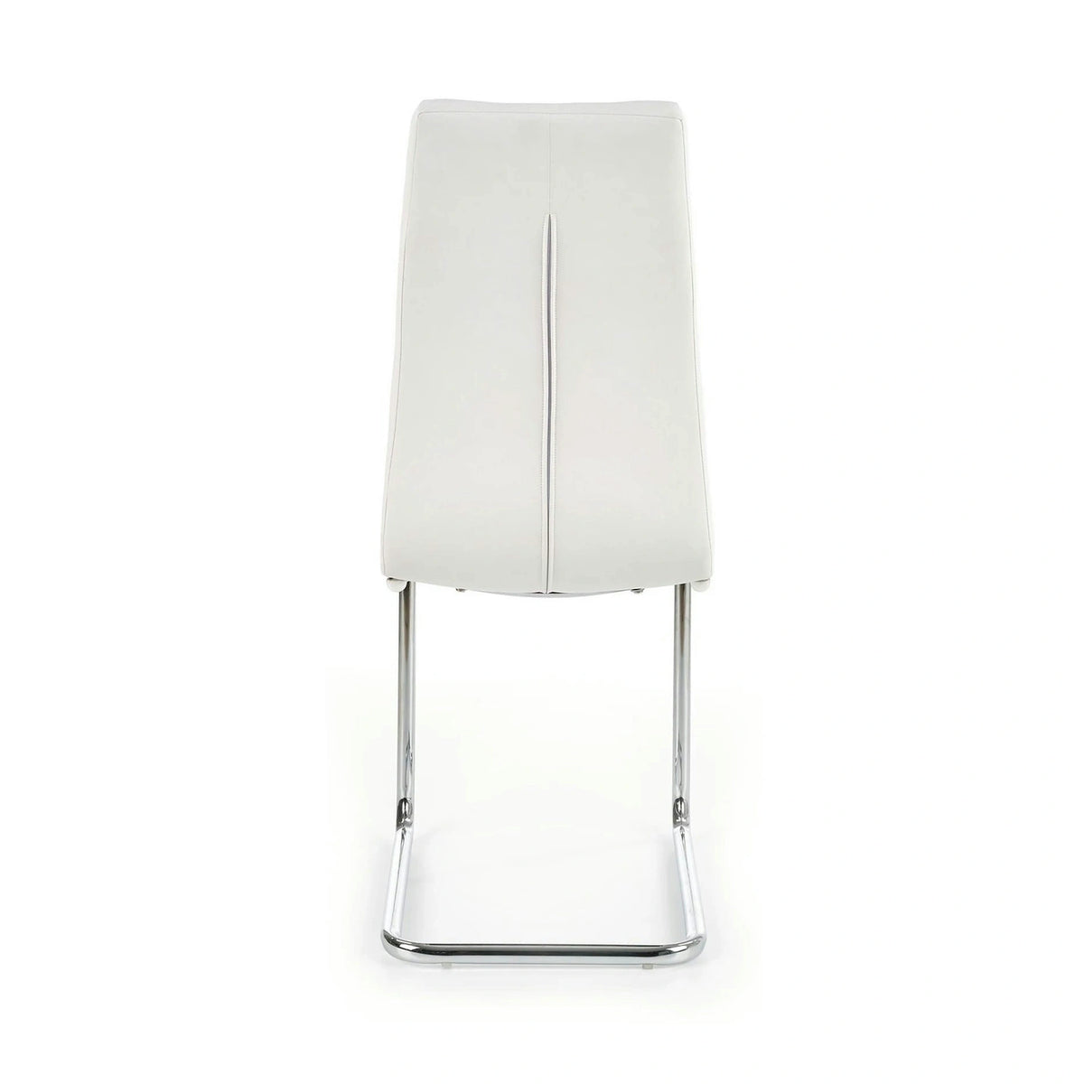Scaun tapitat K147, alb/crom, piele ecologica/metal, 42X55X101 CM