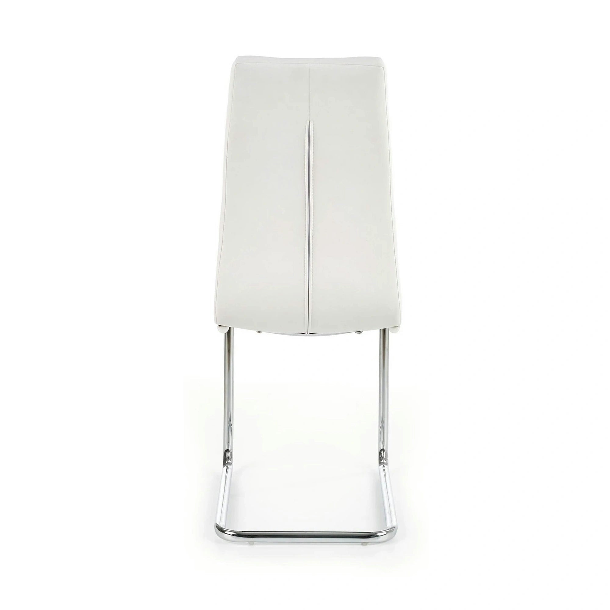 Scaun tapitat K147, alb/crom, piele ecologica/metal, 42X55X101 CM