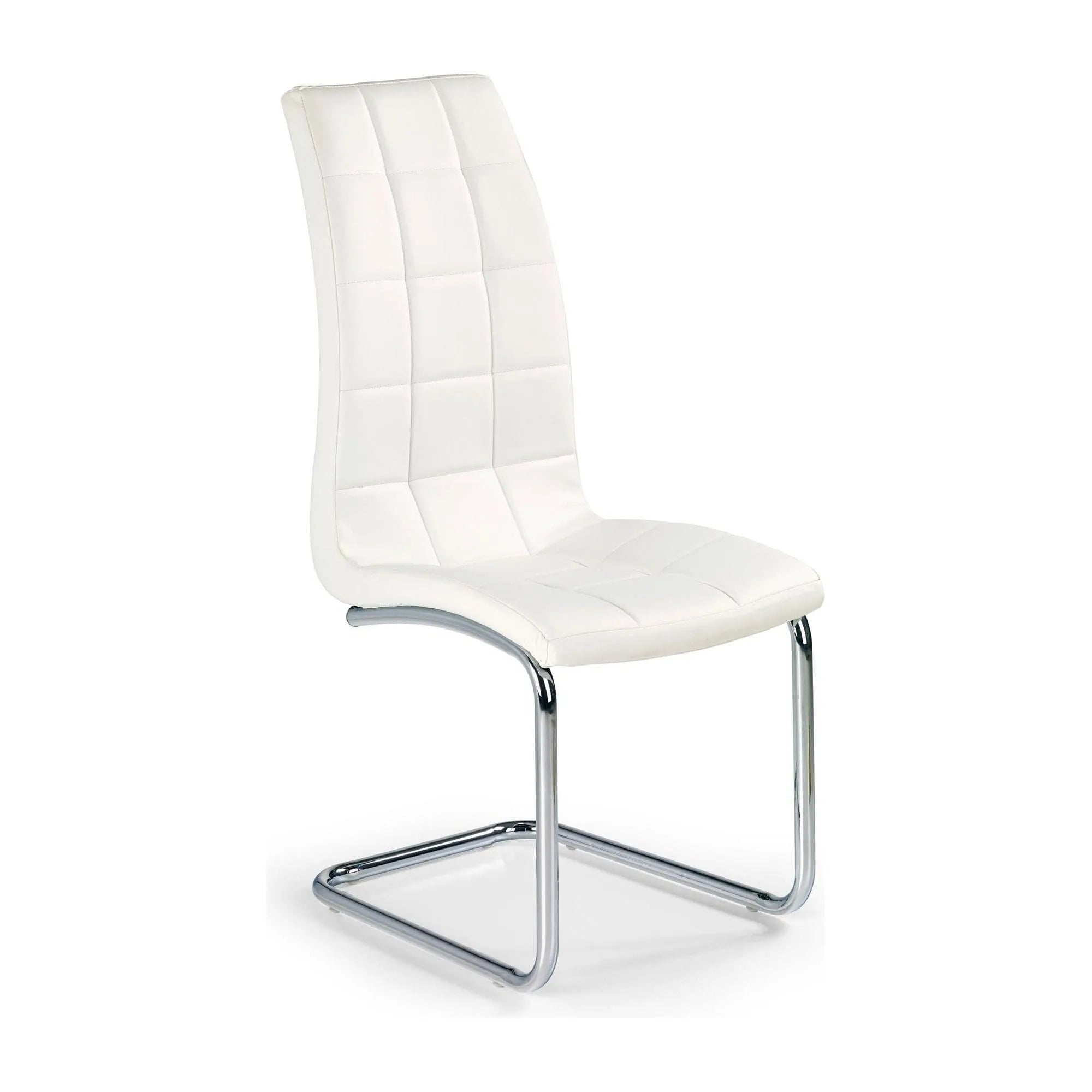 Scaun tapitat K147, alb/crom, piele ecologica/metal, 42X55X101 CM