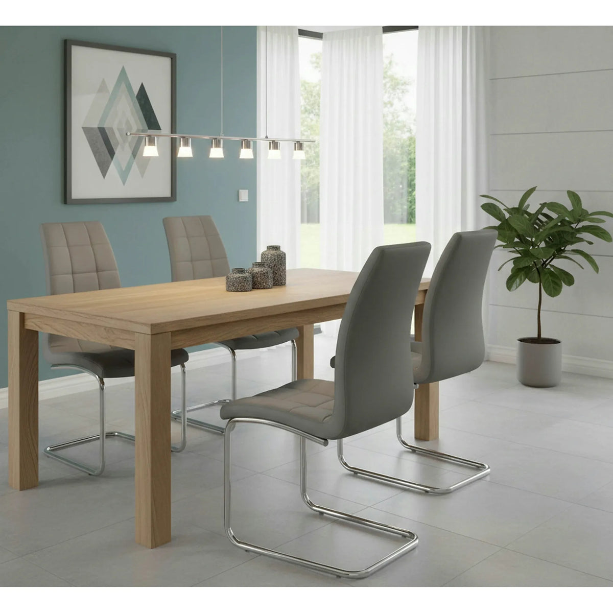 Scaun tapitat K147, gri/crom, piele ecologica/metal, 42X55X101 CM