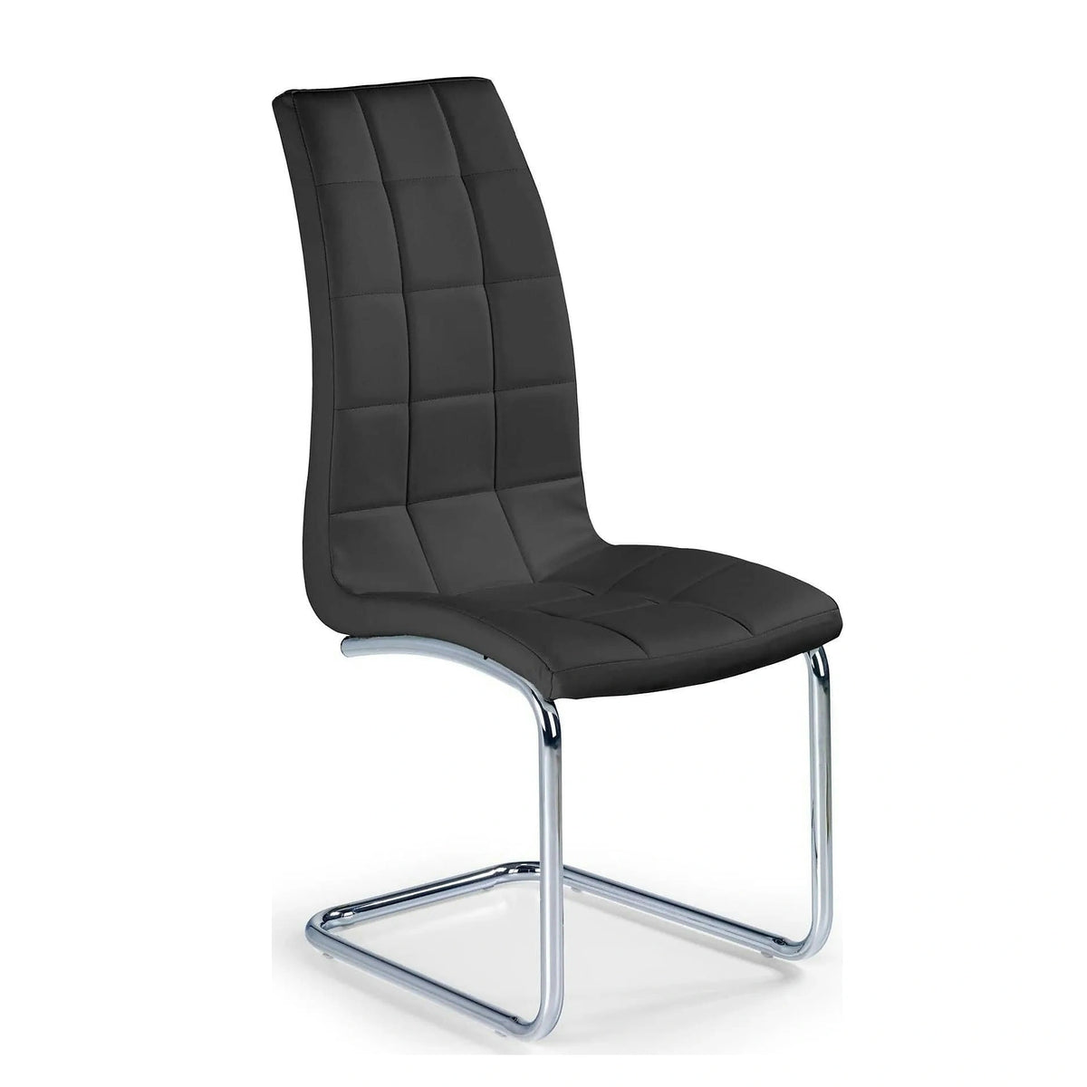 Scaun tapitat K147, negru/crom, piele ecologica/metal, 42X55X101 CM