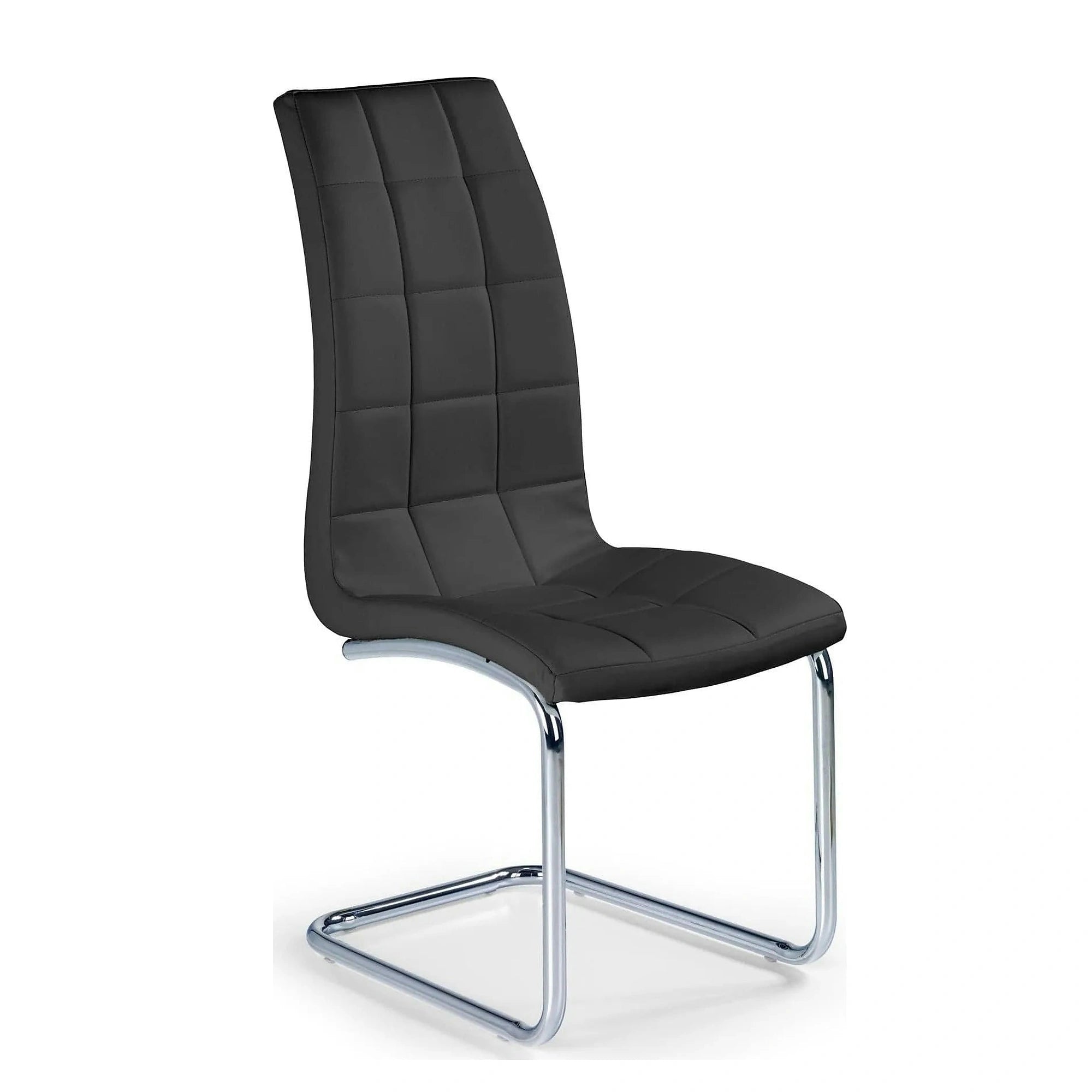 Scaun tapitat K147, negru/crom, piele ecologica/metal, 42X55X101 CM