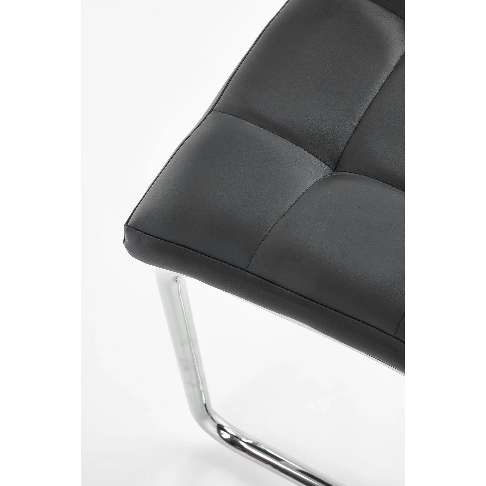 Scaun tapitat K147, negru/crom, piele ecologica/metal, 42X55X101 CM