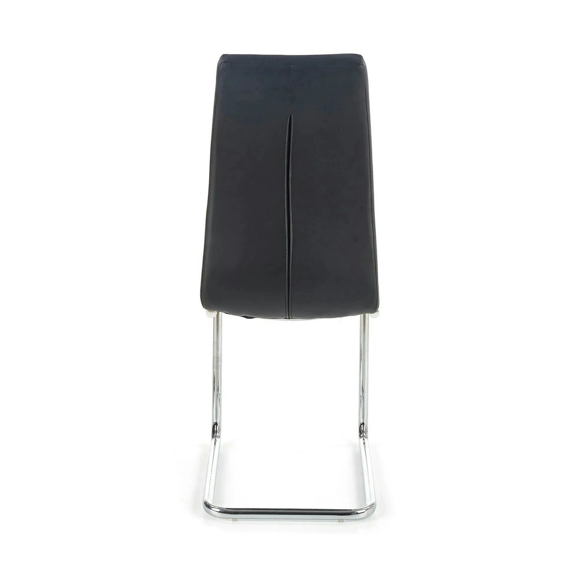 Scaun tapitat K147, negru/crom, piele ecologica/metal, 42X55X101 CM