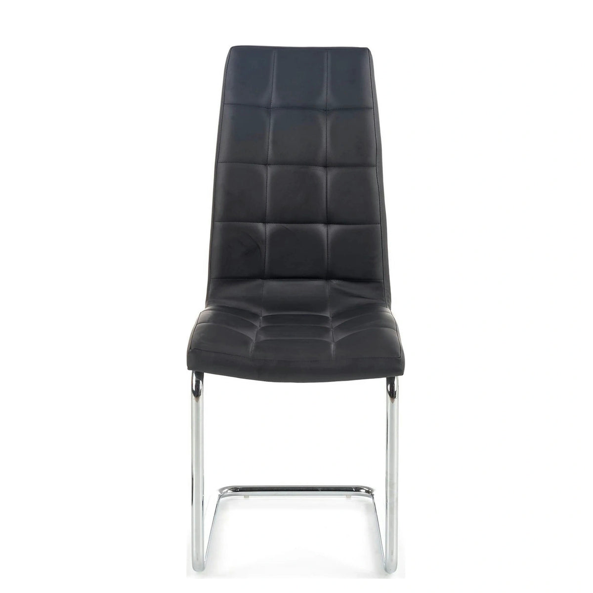Scaun tapitat K147, negru/crom, piele ecologica/metal, 42X55X101 CM
