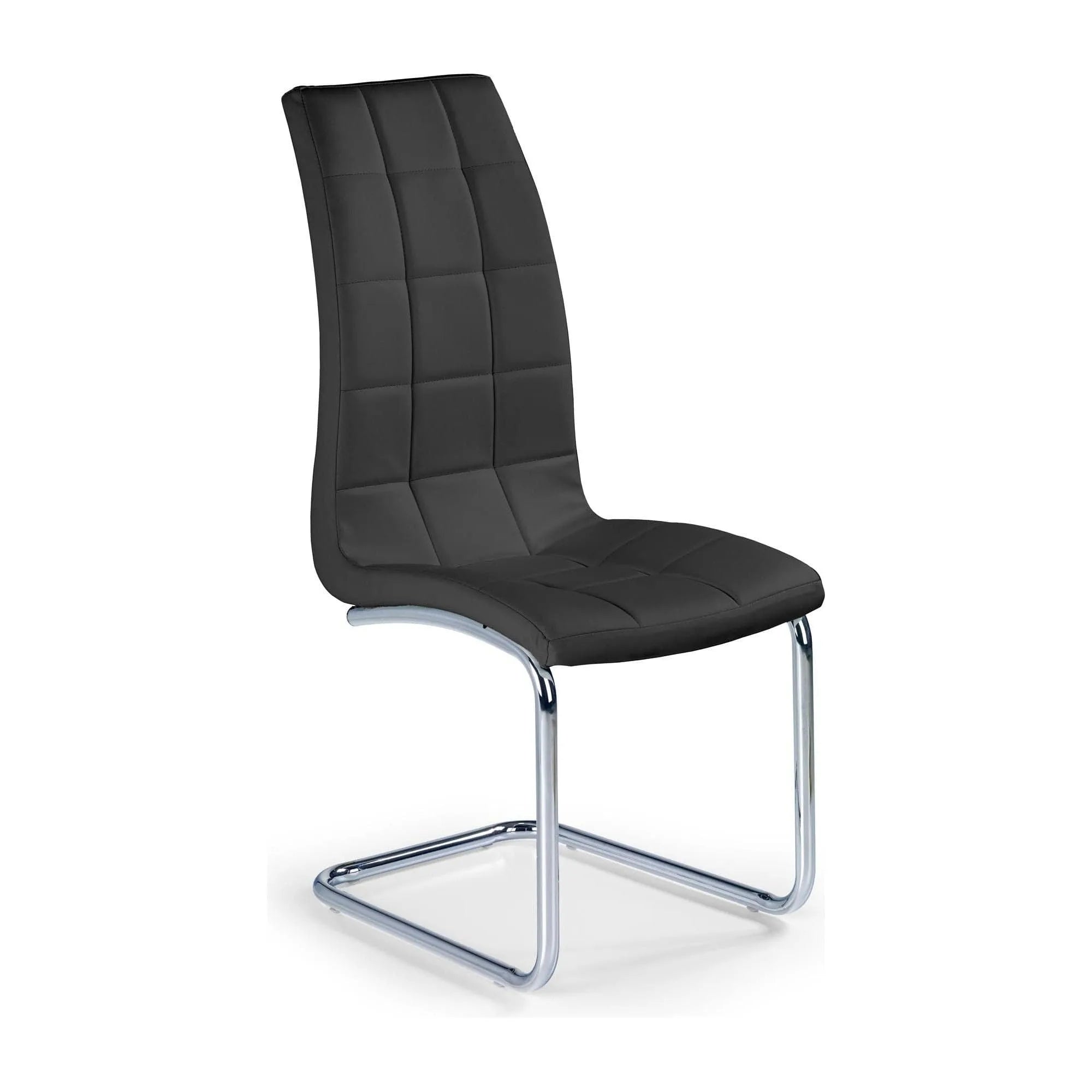 Scaun tapitat K147, negru/crom, piele ecologica/metal, 42X55X101 CM