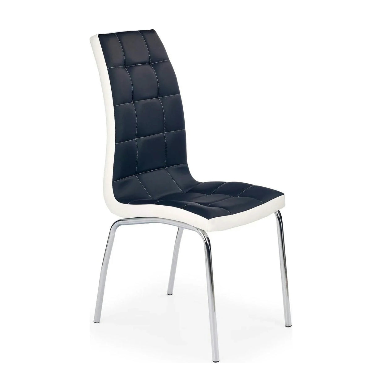 Scaun tapitat K186, negru/alb/crom, piele ecologica/metal, 42X63X100 CM