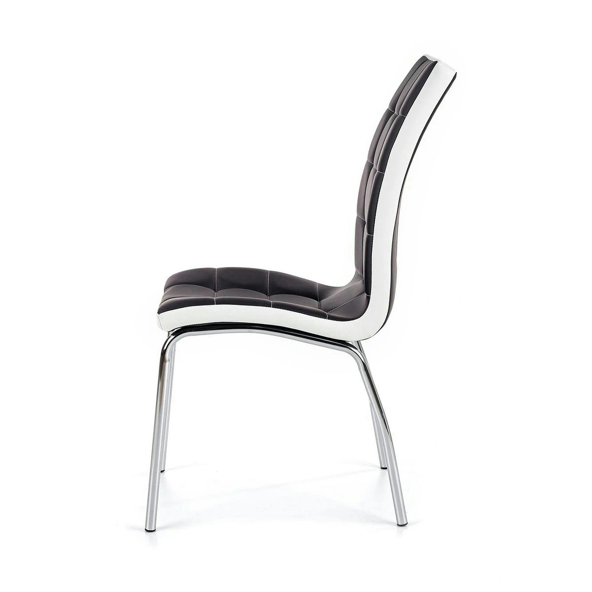 Scaun tapitat K186, negru/alb/crom, piele ecologica/metal, 42X63X100 CM