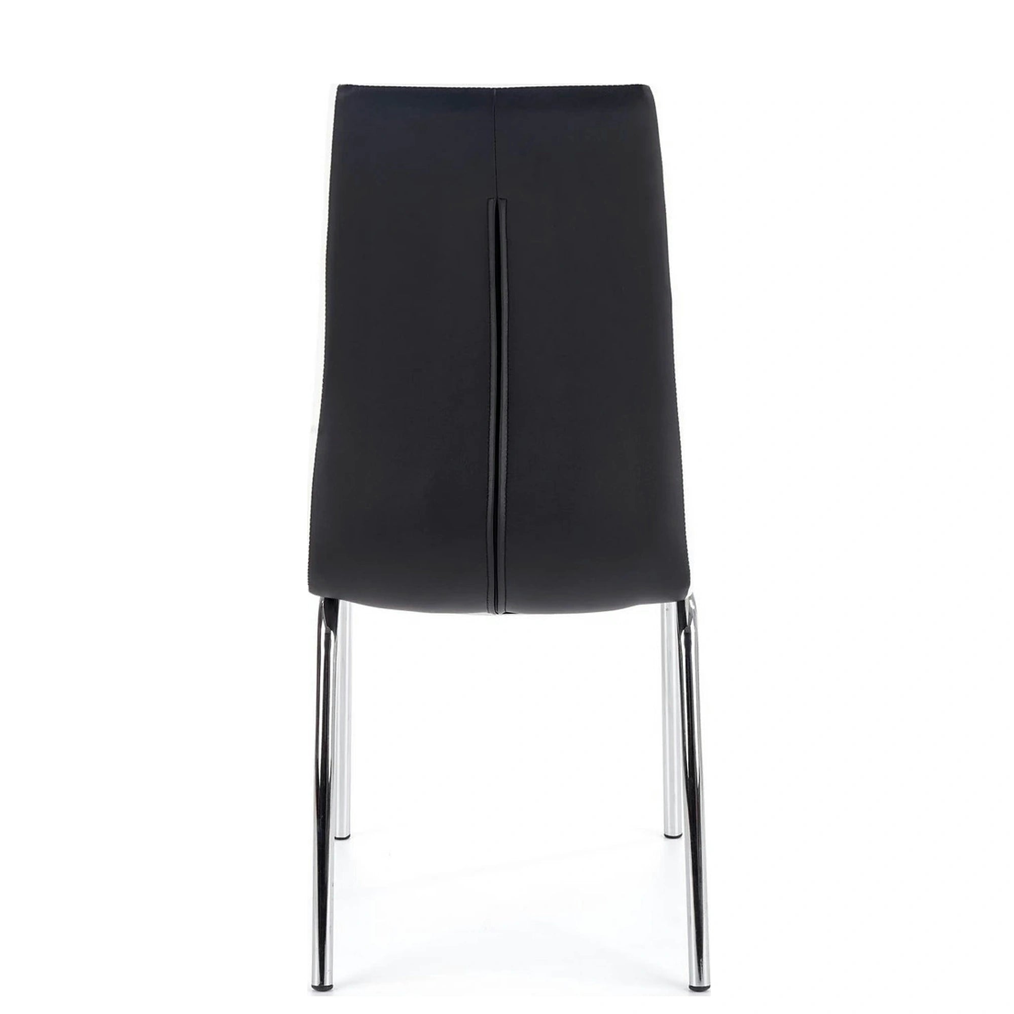 Scaun tapitat K186, negru/alb/crom, piele ecologica/metal, 42X63X100 CM