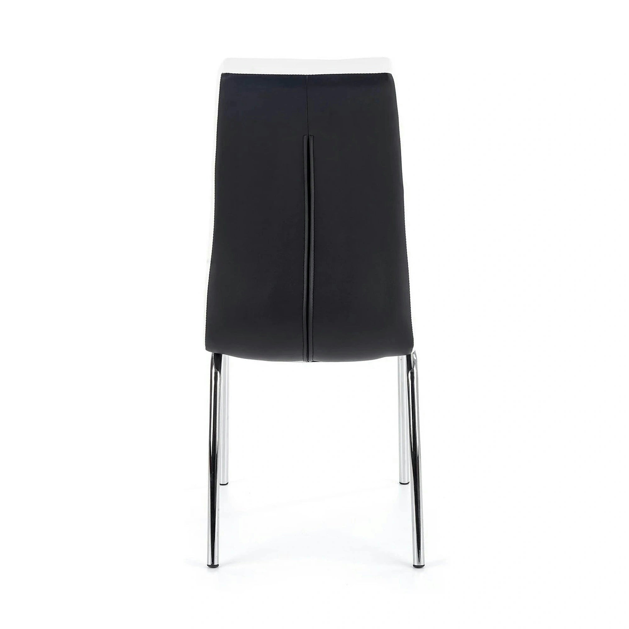 Scaun tapitat K186, negru/alb/crom, piele ecologica/metal, 42X63X100 CM