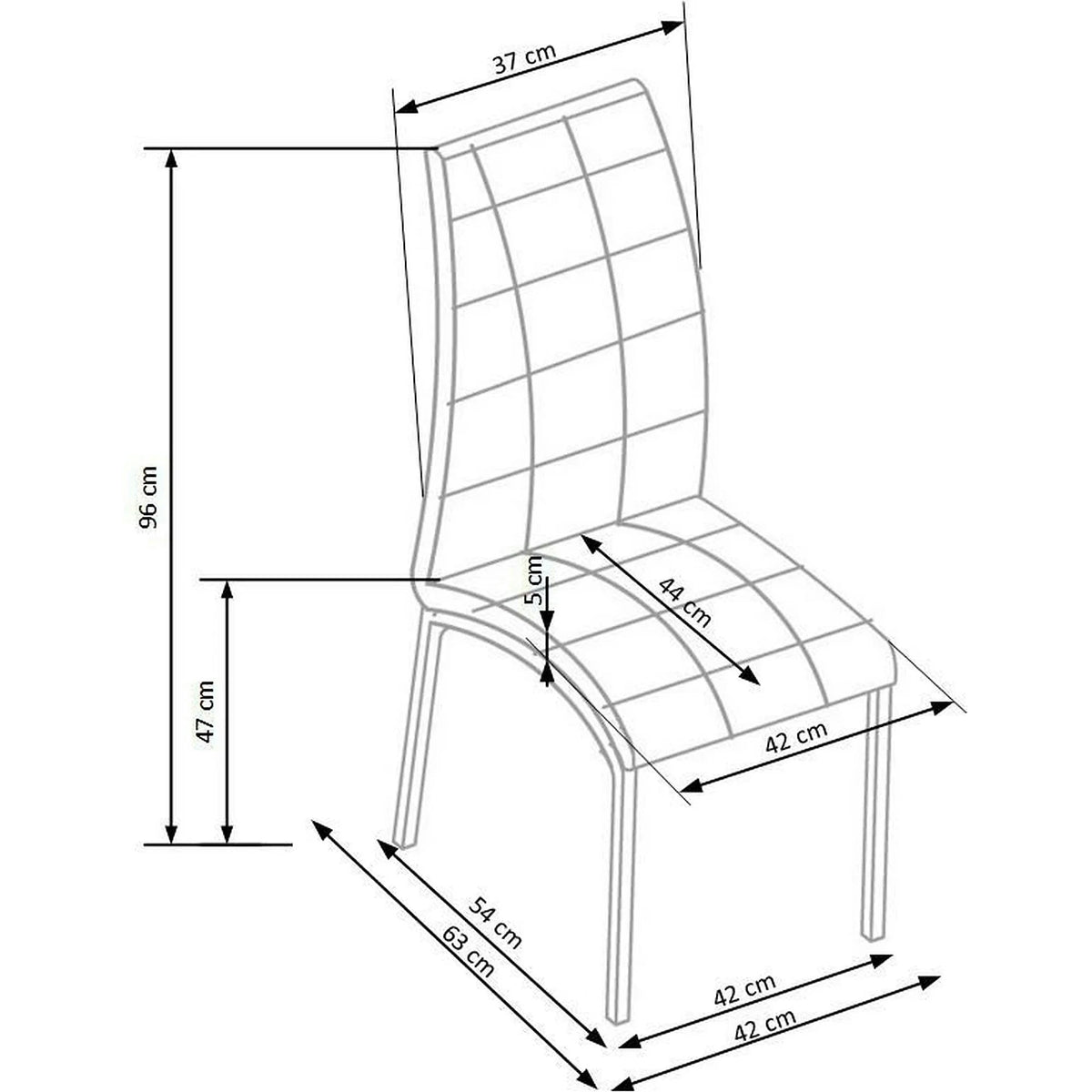 Scaun tapitat K186, negru/alb/crom, piele ecologica/metal, 42X63X100 CM