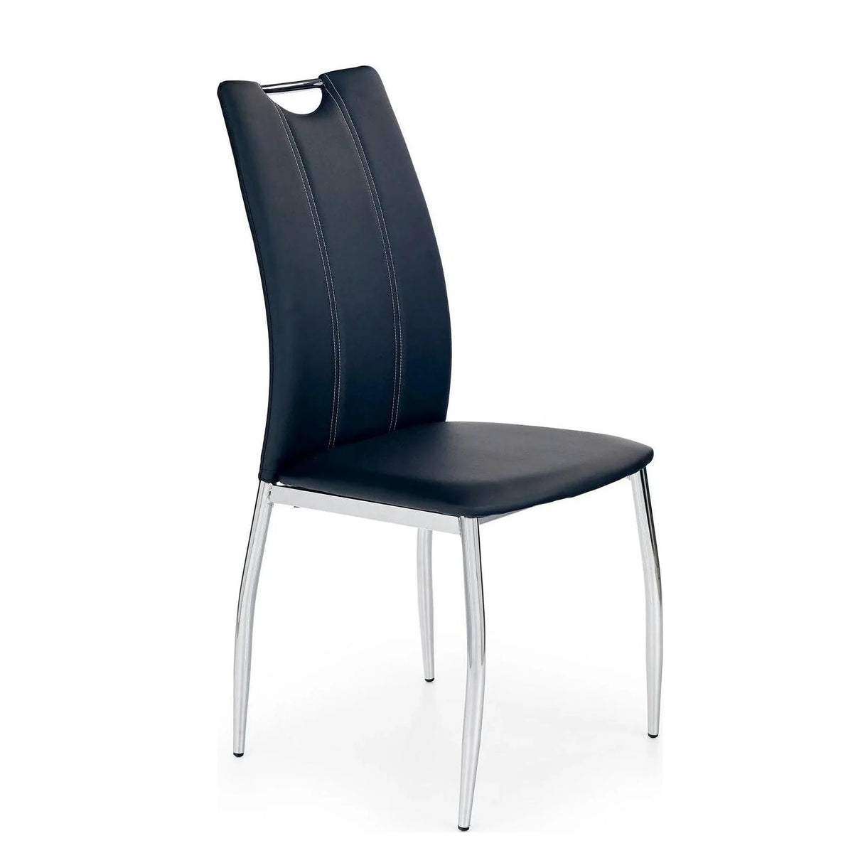Scaun tapitat K187, negru/crom, piele ecologica/metal, 46x56x97 cm