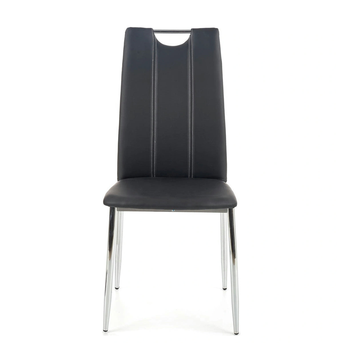 Scaun tapitat K187, negru/crom, piele ecologica/metal, 46x56x97 cm