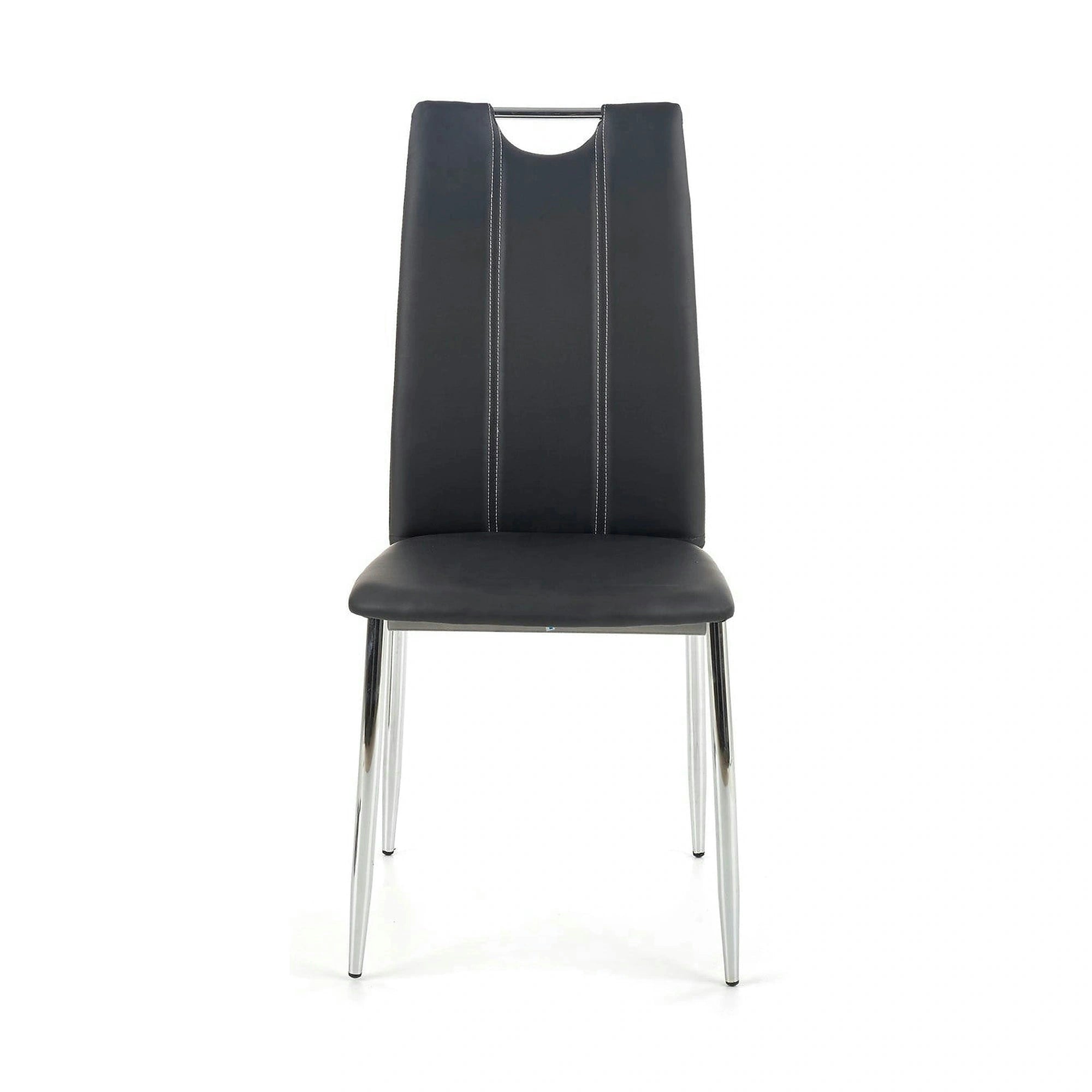Scaun tapitat K187, negru/crom, piele ecologica/metal, 46x56x97 cm