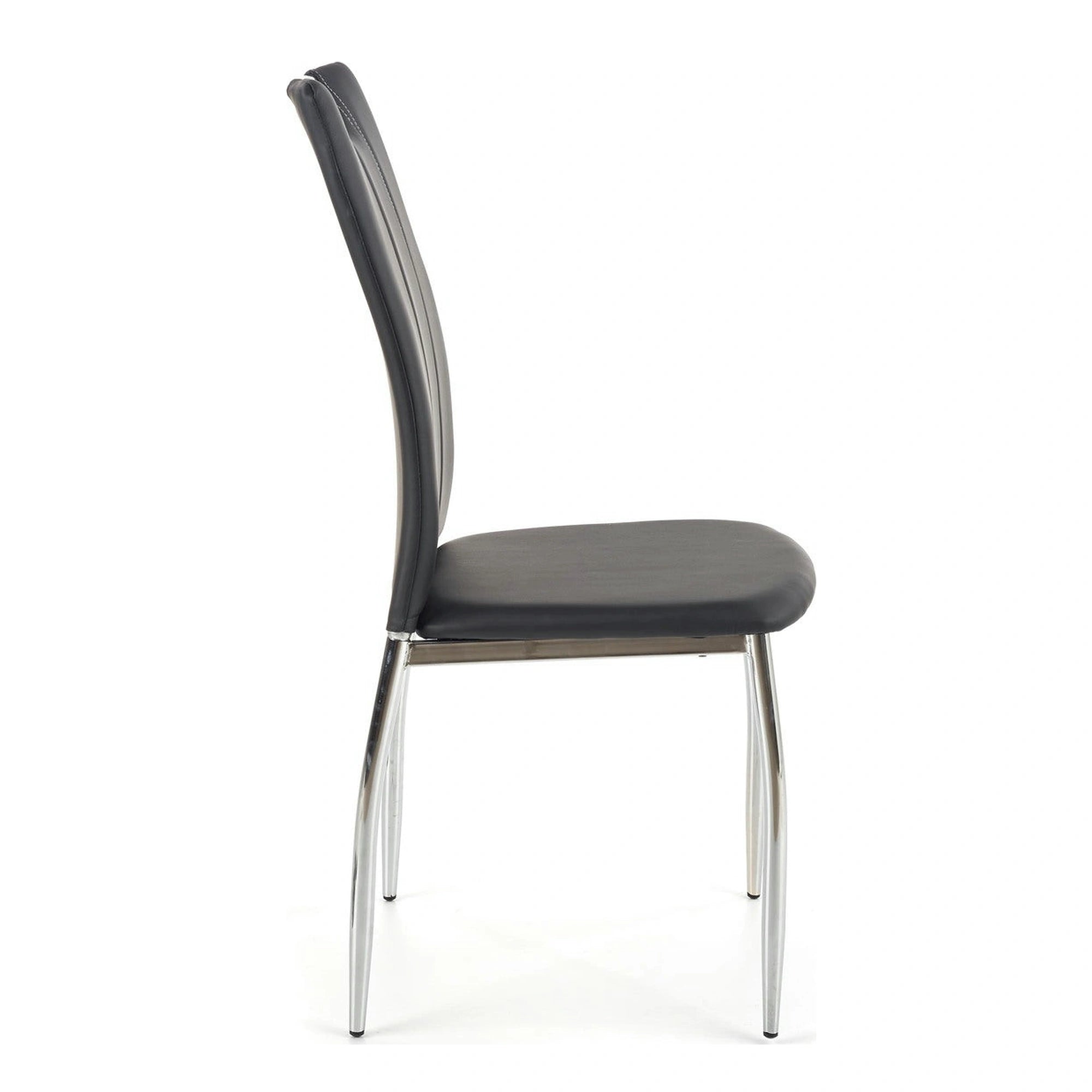 Scaun tapitat K187, negru/crom, piele ecologica/metal, 46x56x97 cm