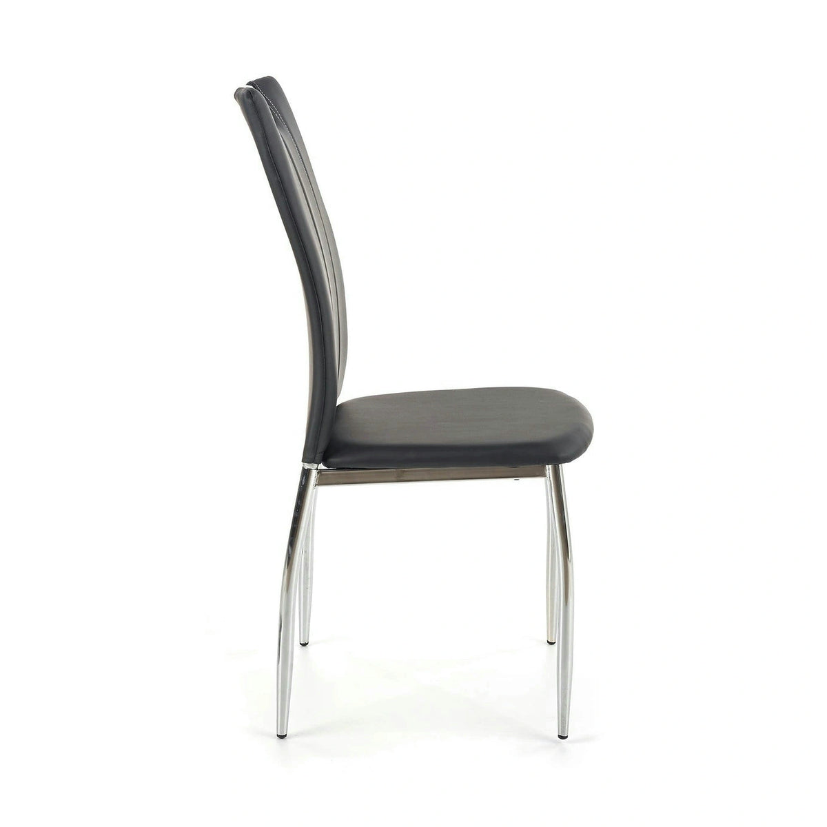 Scaun tapitat K187, negru/crom, piele ecologica/metal, 46x56x97 cm