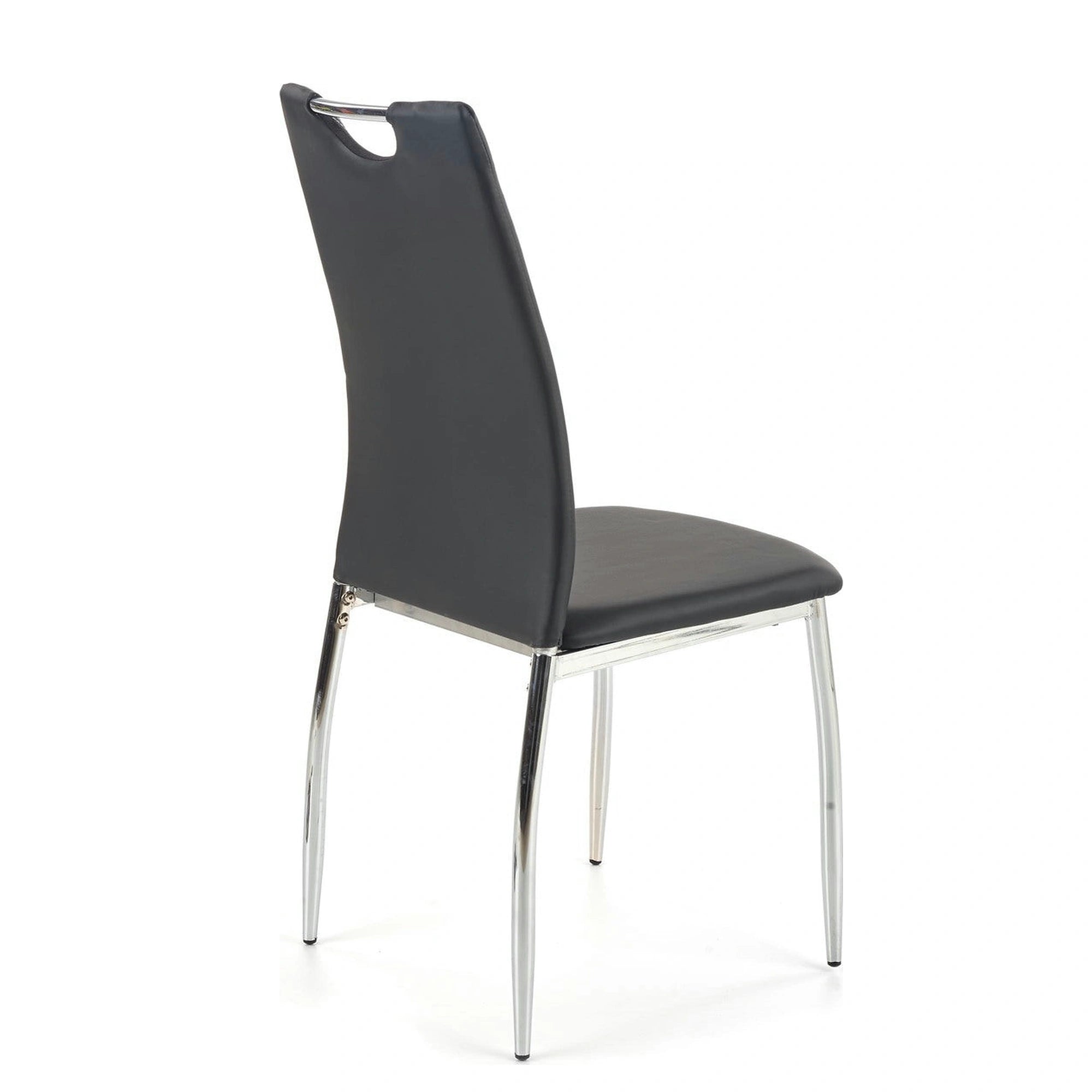 Scaun tapitat K187, negru/crom, piele ecologica/metal, 46x56x97 cm