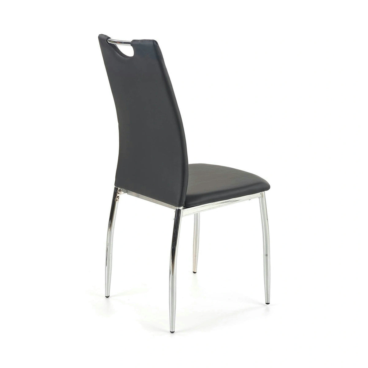 Scaun tapitat K187, negru/crom, piele ecologica/metal, 46x56x97 cm