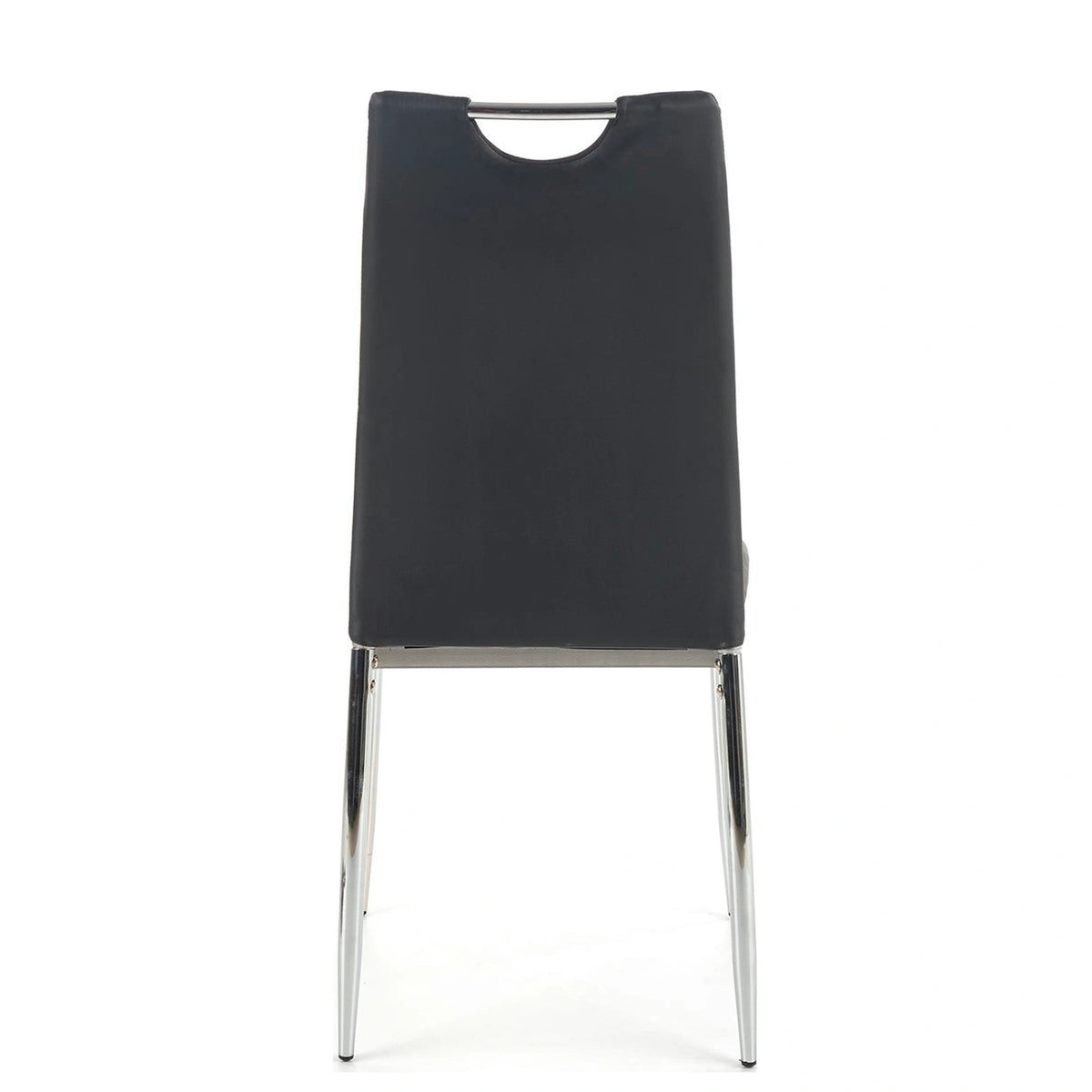 Scaun tapitat K187, negru/crom, piele ecologica/metal, 46x56x97 cm