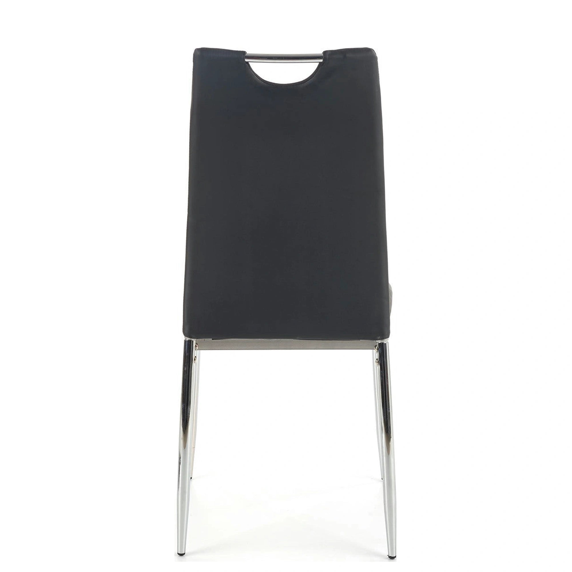 Scaun tapitat K187, negru/crom, piele ecologica/metal, 46x56x97 cm