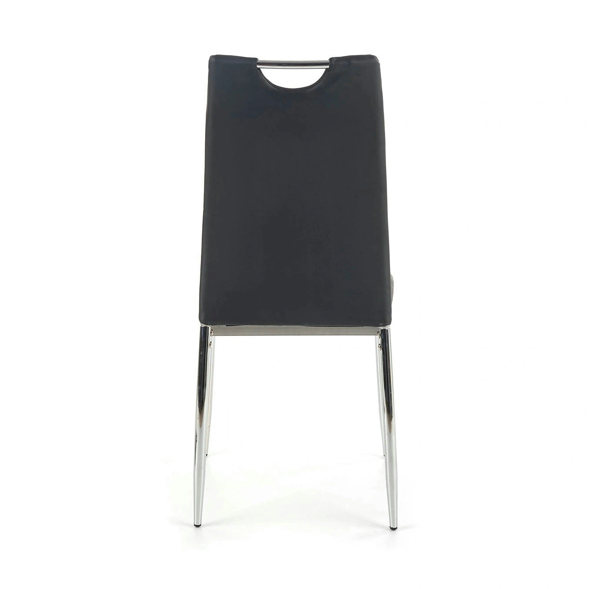 Scaun tapitat K187, negru/crom, piele ecologica/metal, 46x56x97 cm