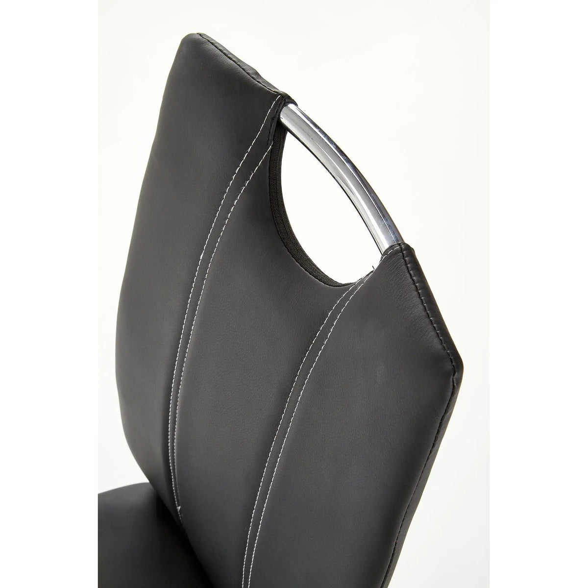 Scaun tapitat K187, negru/crom, piele ecologica/metal, 46x56x97 cm