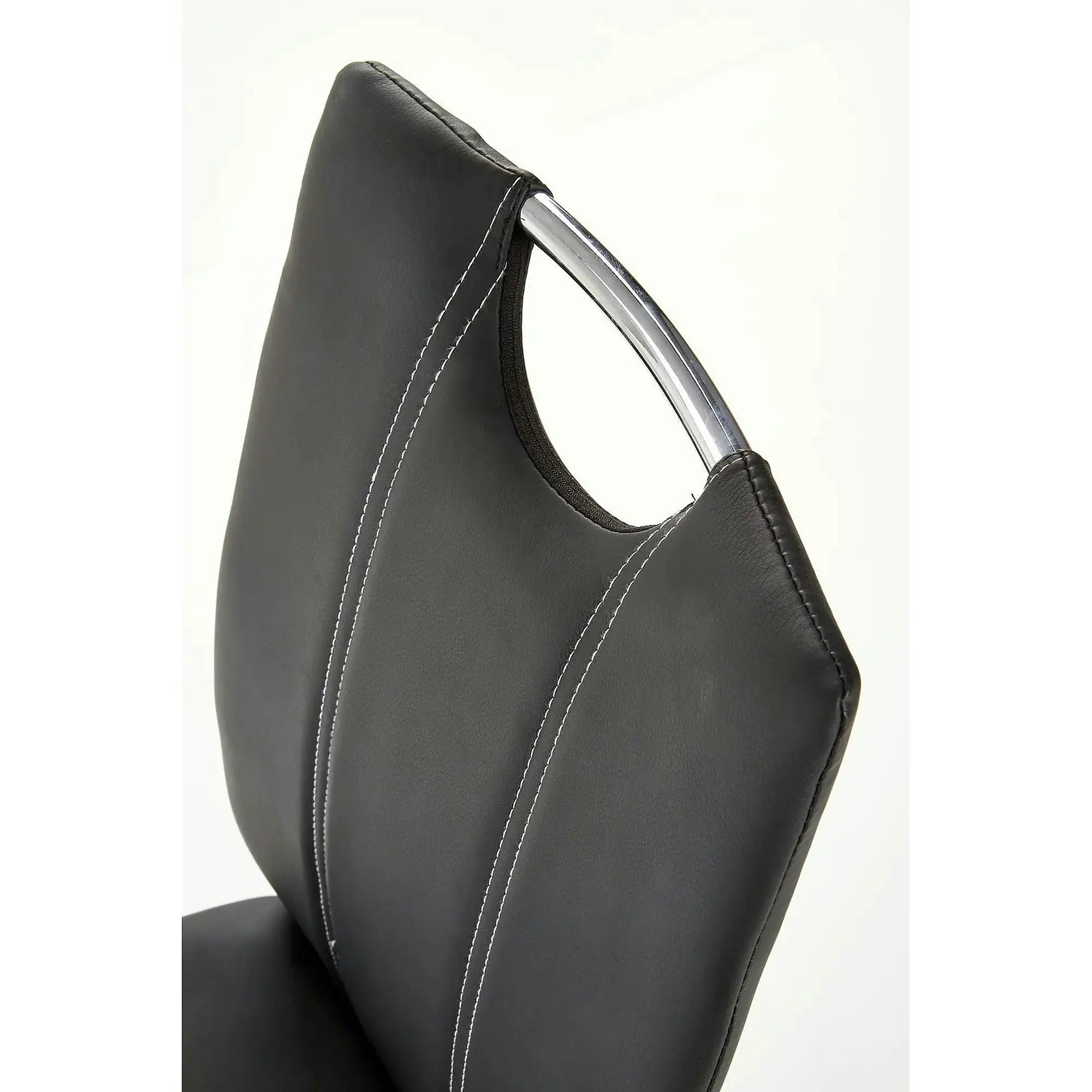 Scaun tapitat K187, negru/crom, piele ecologica/metal, 46x56x97 cm