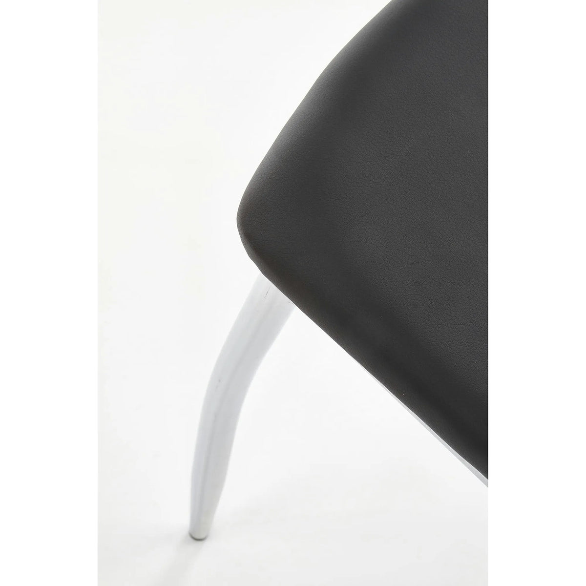 Scaun tapitat K187, negru/crom, piele ecologica/metal, 46x56x97 cm