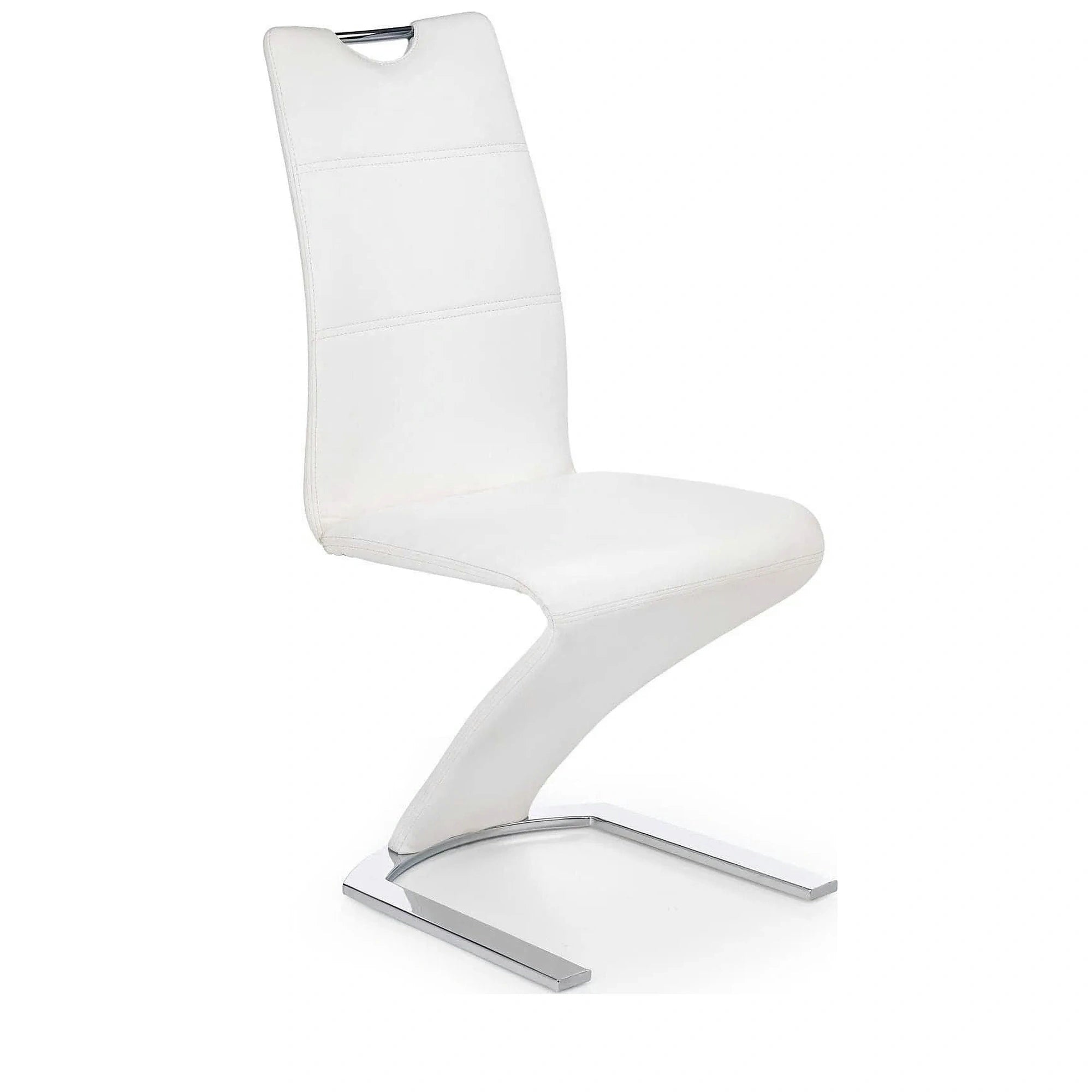 Scaun tapitat K188, alb/crom, piele ecologica/metal, 45X63X101 CM