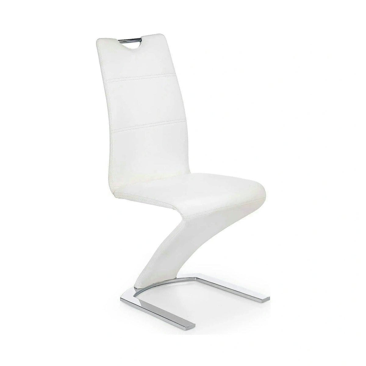 Scaun tapitat K188, alb/crom, piele ecologica/metal, 45X63X101 CM