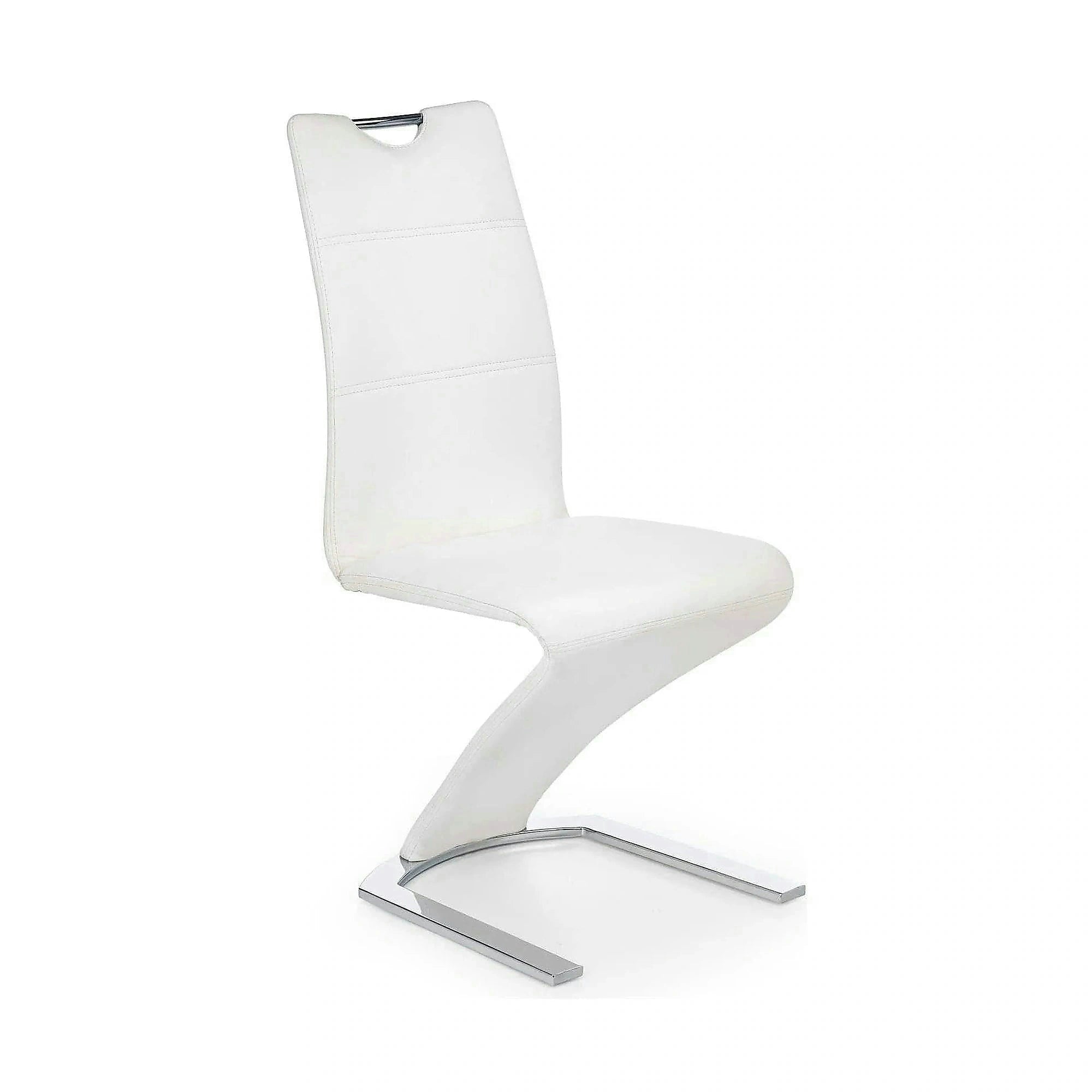 Scaun tapitat K188, alb/crom, piele ecologica/metal, 45X63X101 CM