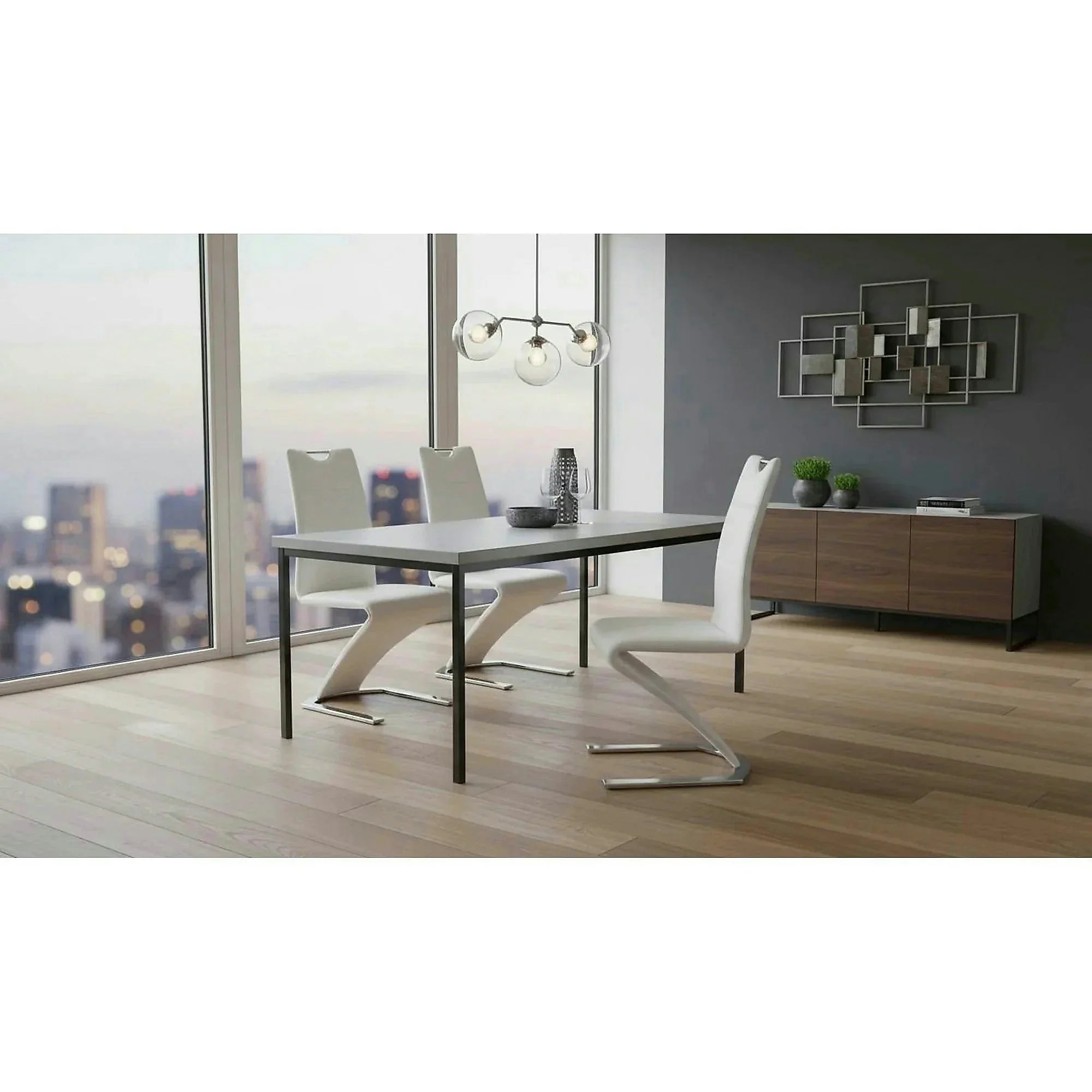Scaun tapitat K188, alb/crom, piele ecologica/metal, 45X63X101 CM
