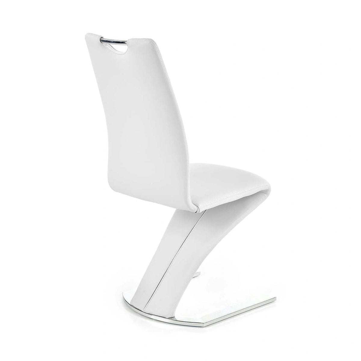 Scaun tapitat K188, alb/crom, piele ecologica/metal, 45X63X101 CM