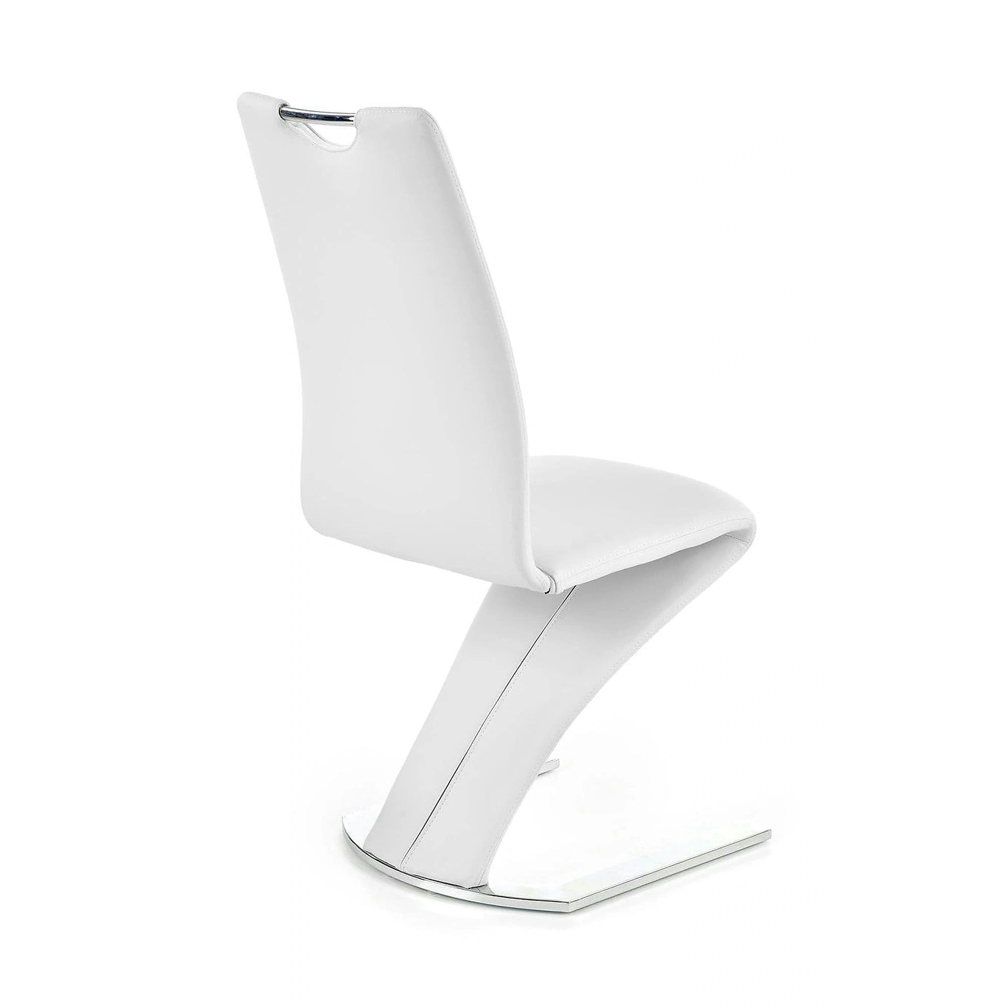 Scaun tapitat K188, alb/crom, piele ecologica/metal, 45X63X101 CM