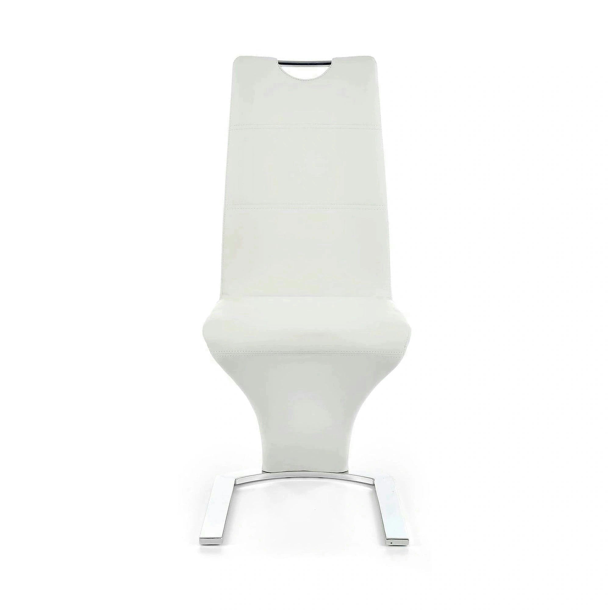 Scaun tapitat K188, alb/crom, piele ecologica/metal, 45X63X101 CM