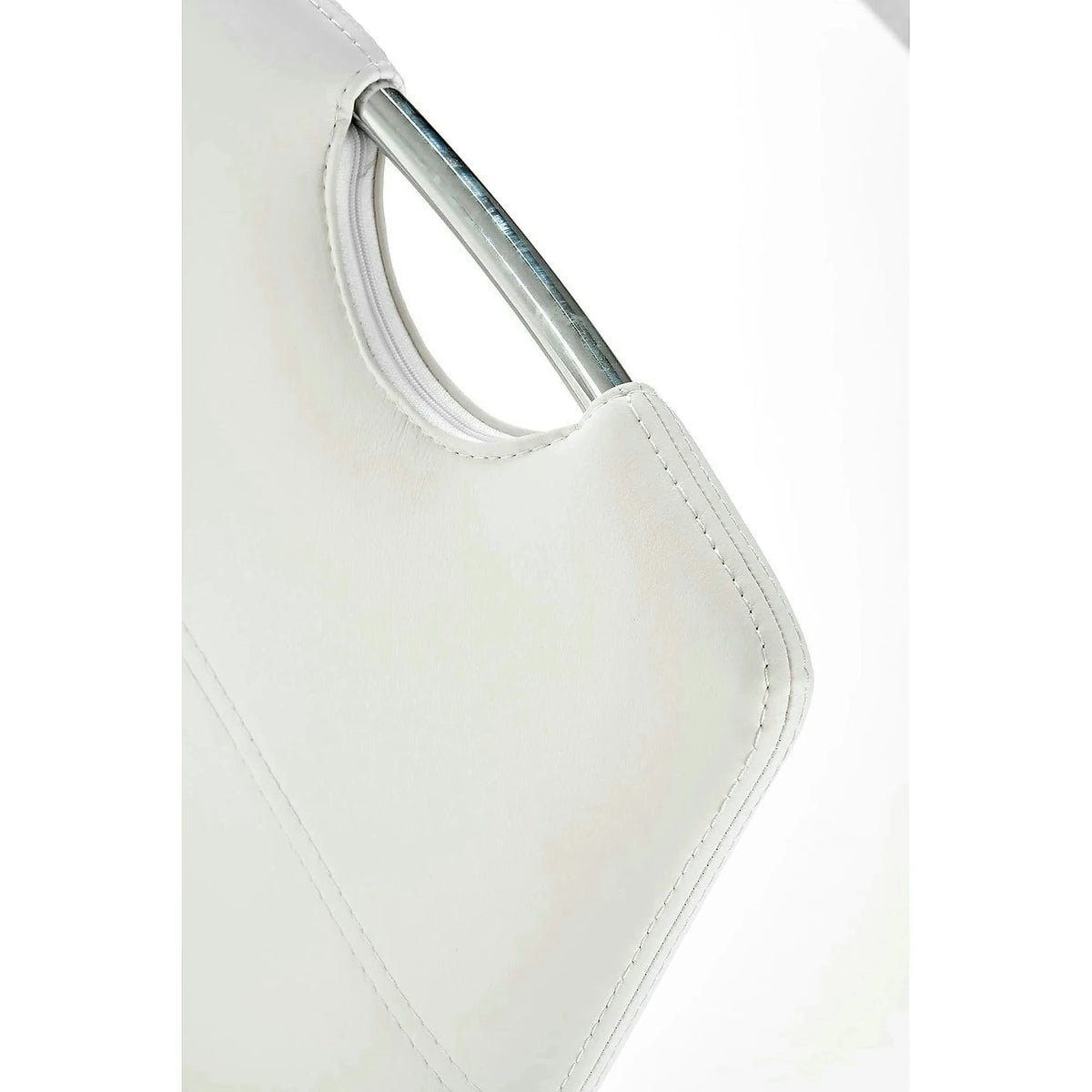 Scaun tapitat K188, alb/crom, piele ecologica/metal, 45X63X101 CM
