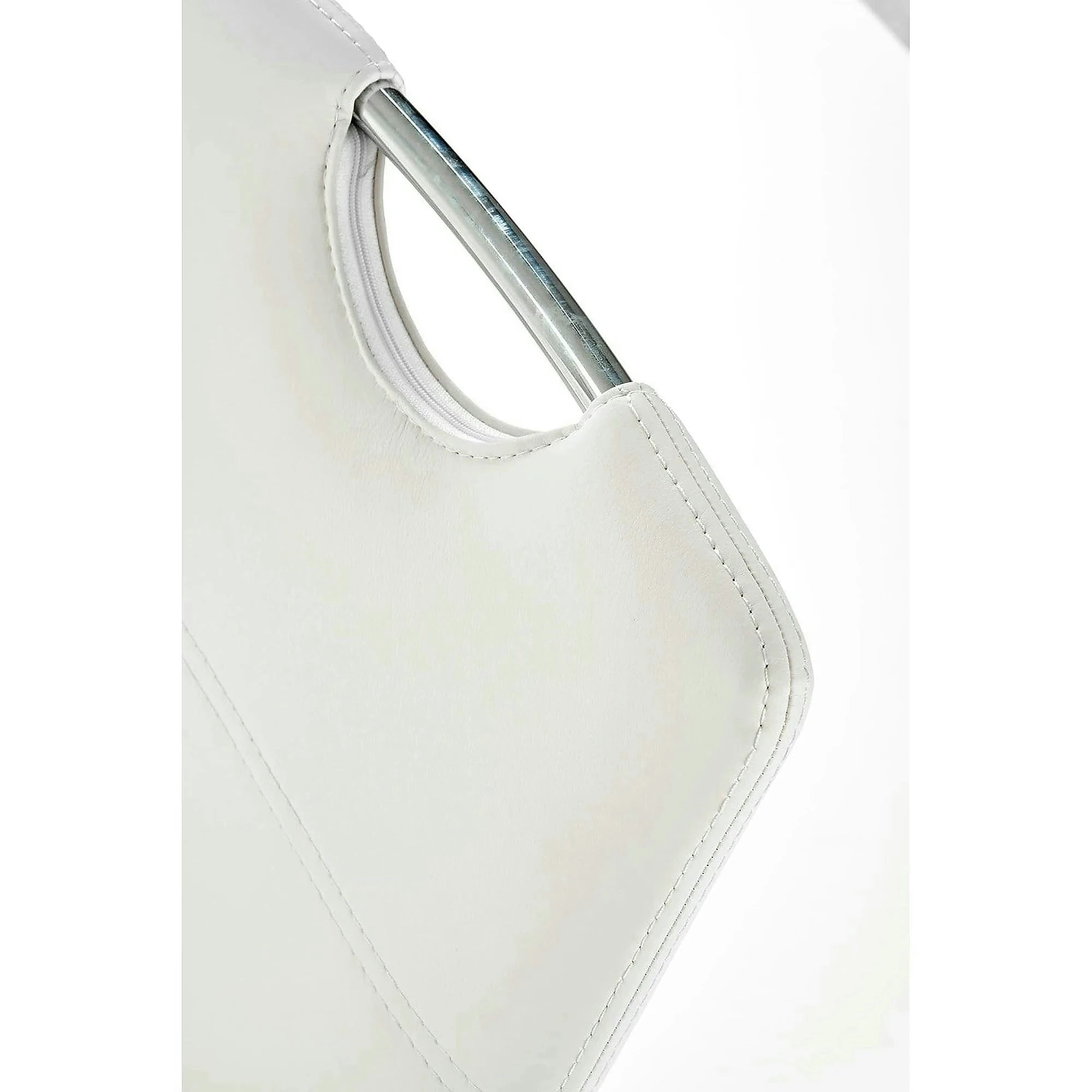 Scaun tapitat K188, alb/crom, piele ecologica/metal, 45X63X101 CM