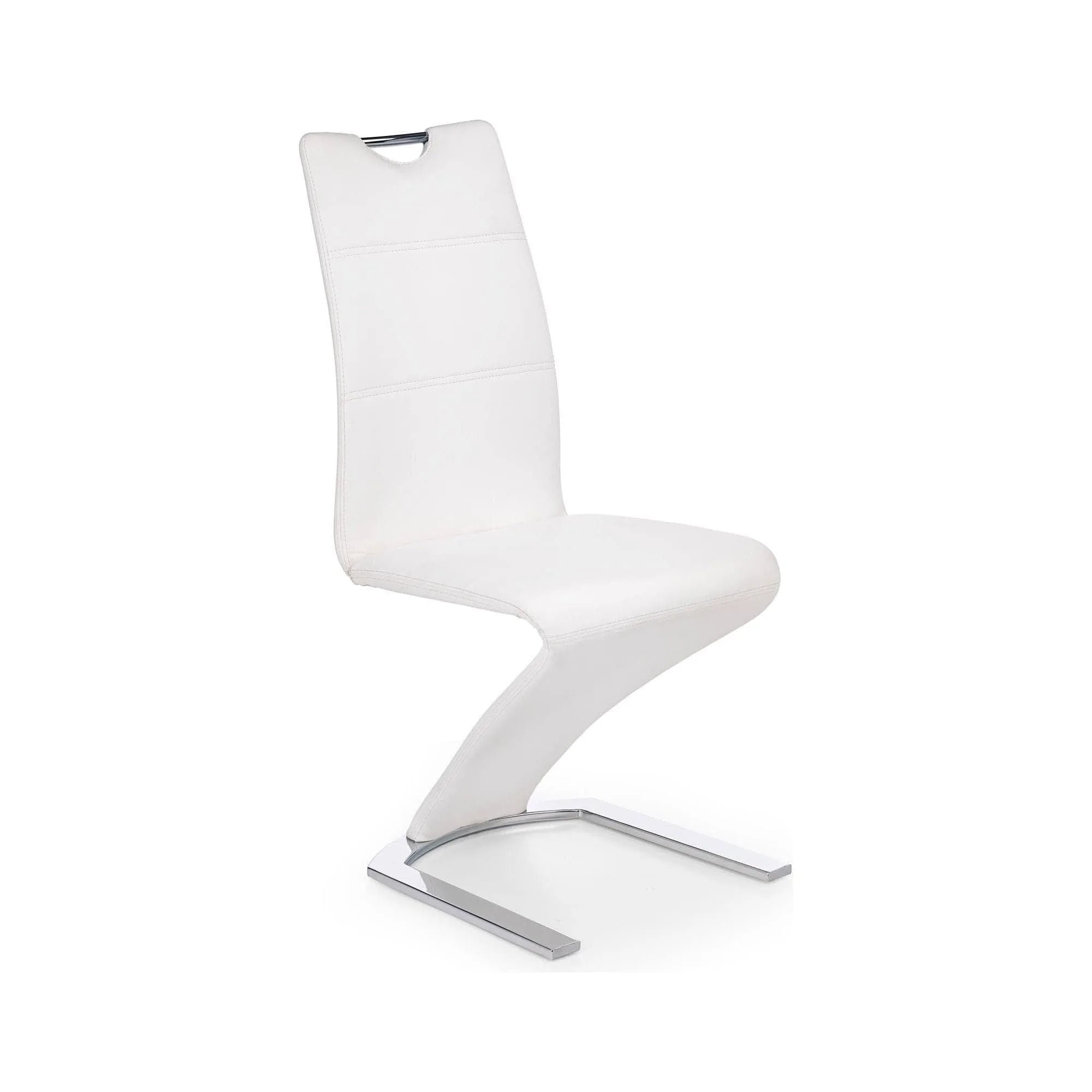 Scaun tapitat K188, alb/crom, piele ecologica/metal, 45X63X101 CM