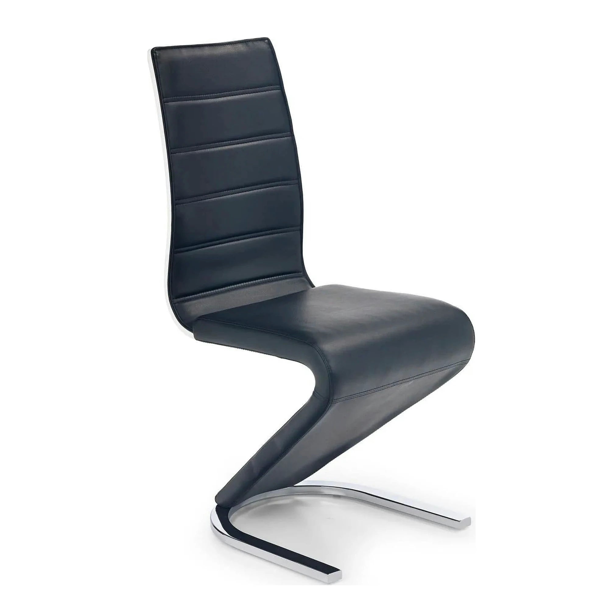 Scaun tapitat K194, negru/alb/crom, piele ecologica/metal, 45X58X99 CM