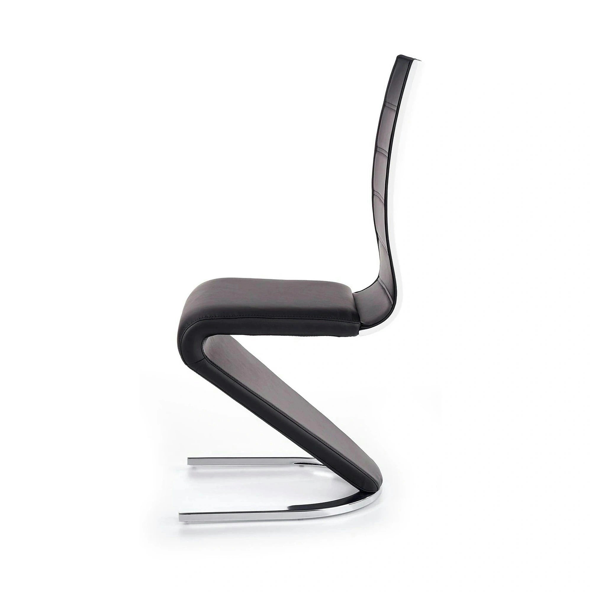 Scaun tapitat K194, negru/alb/crom, piele ecologica/metal, 45X58X99 CM