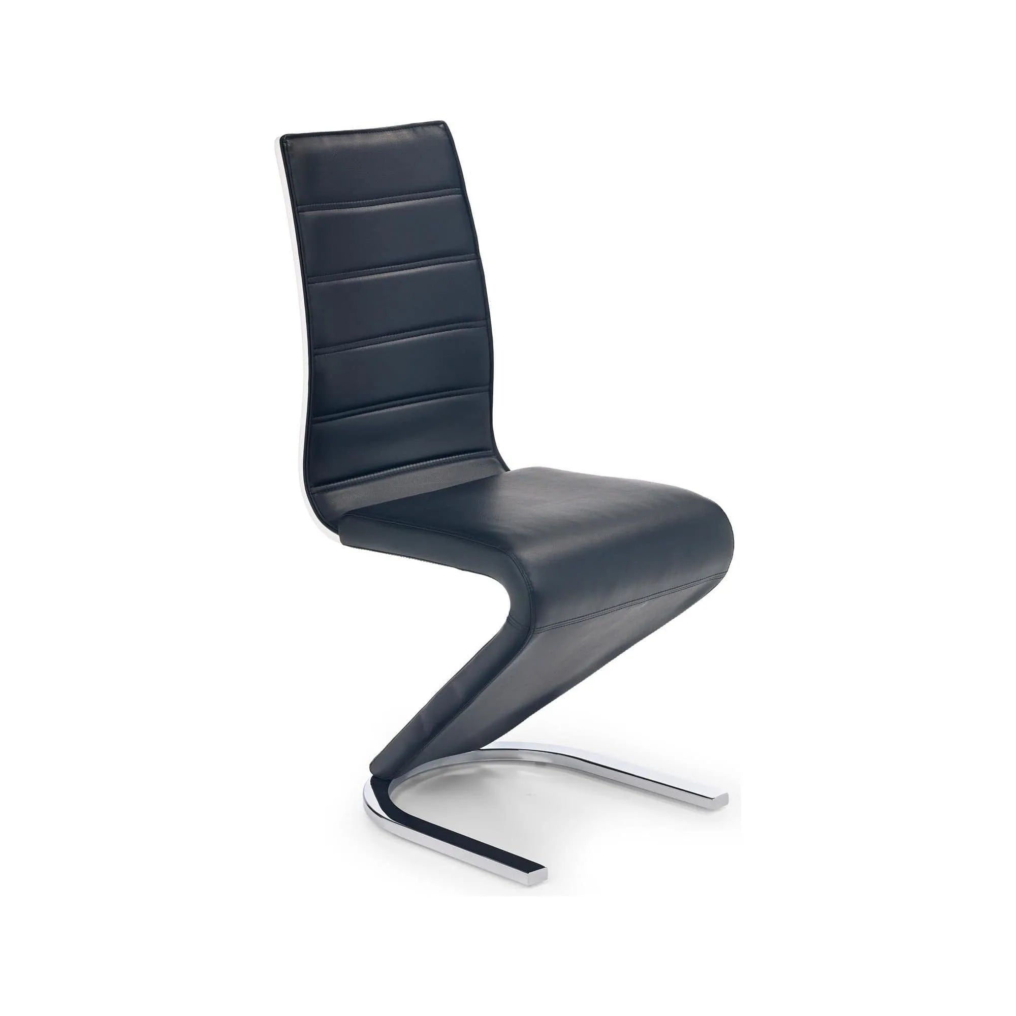 Scaun tapitat K194, negru/alb/crom, piele ecologica/metal, 45X58X99 CM