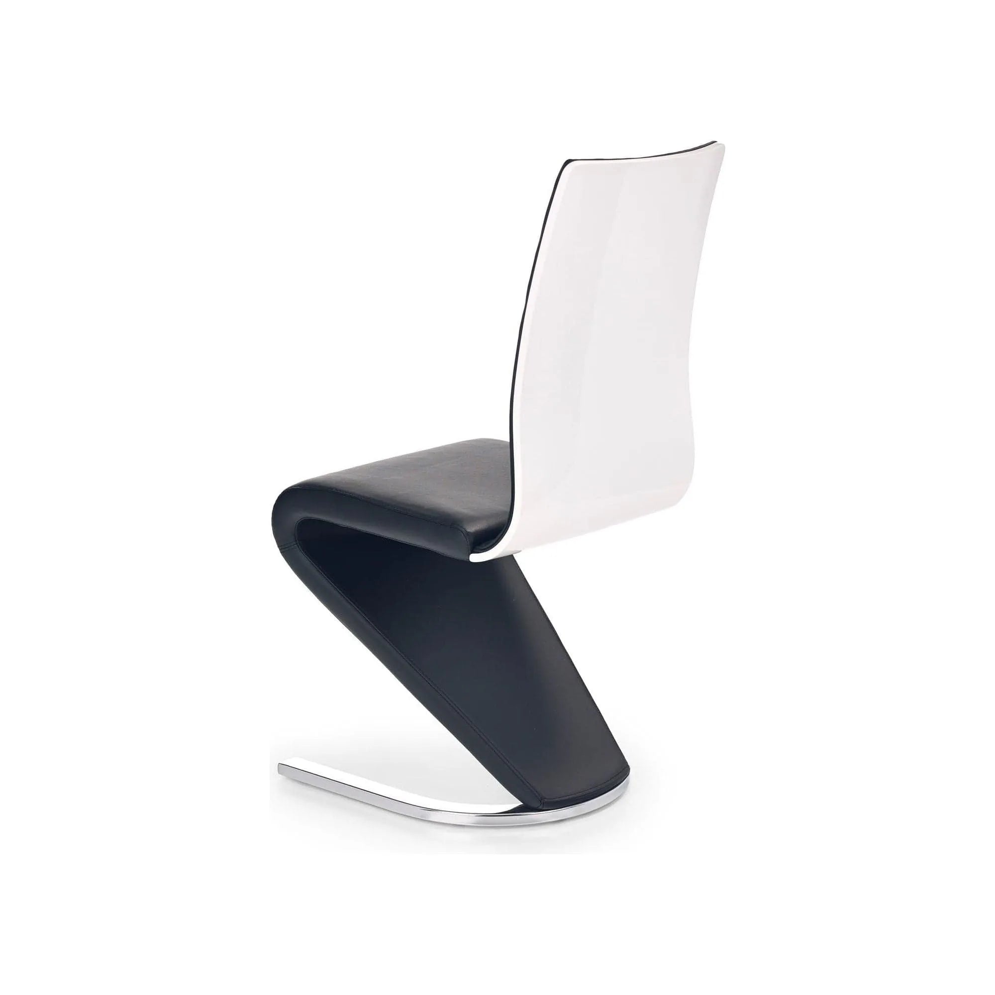 Scaun tapitat K194, negru/alb/crom, piele ecologica/metal, 45X58X99 CM