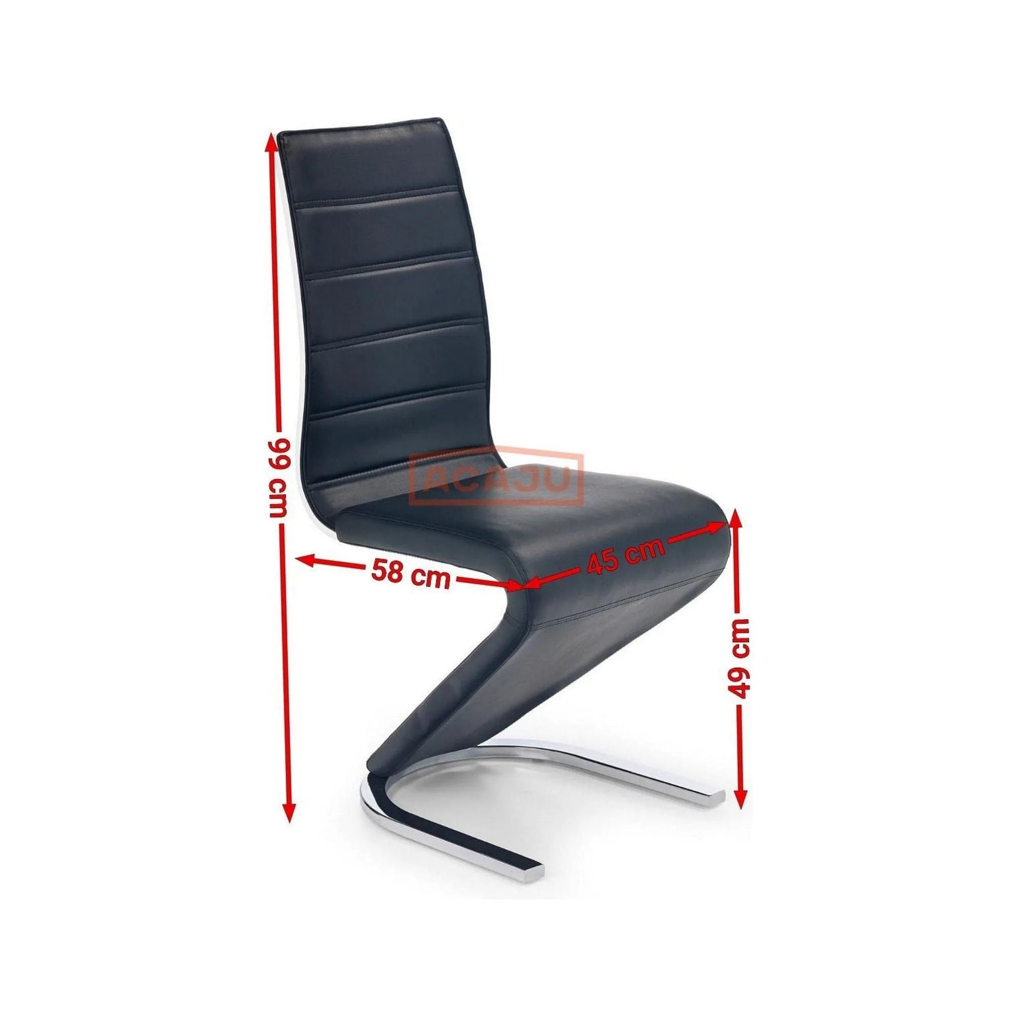 Scaun tapitat K194, negru/alb/crom, piele ecologica/metal, 45X58X99 CM