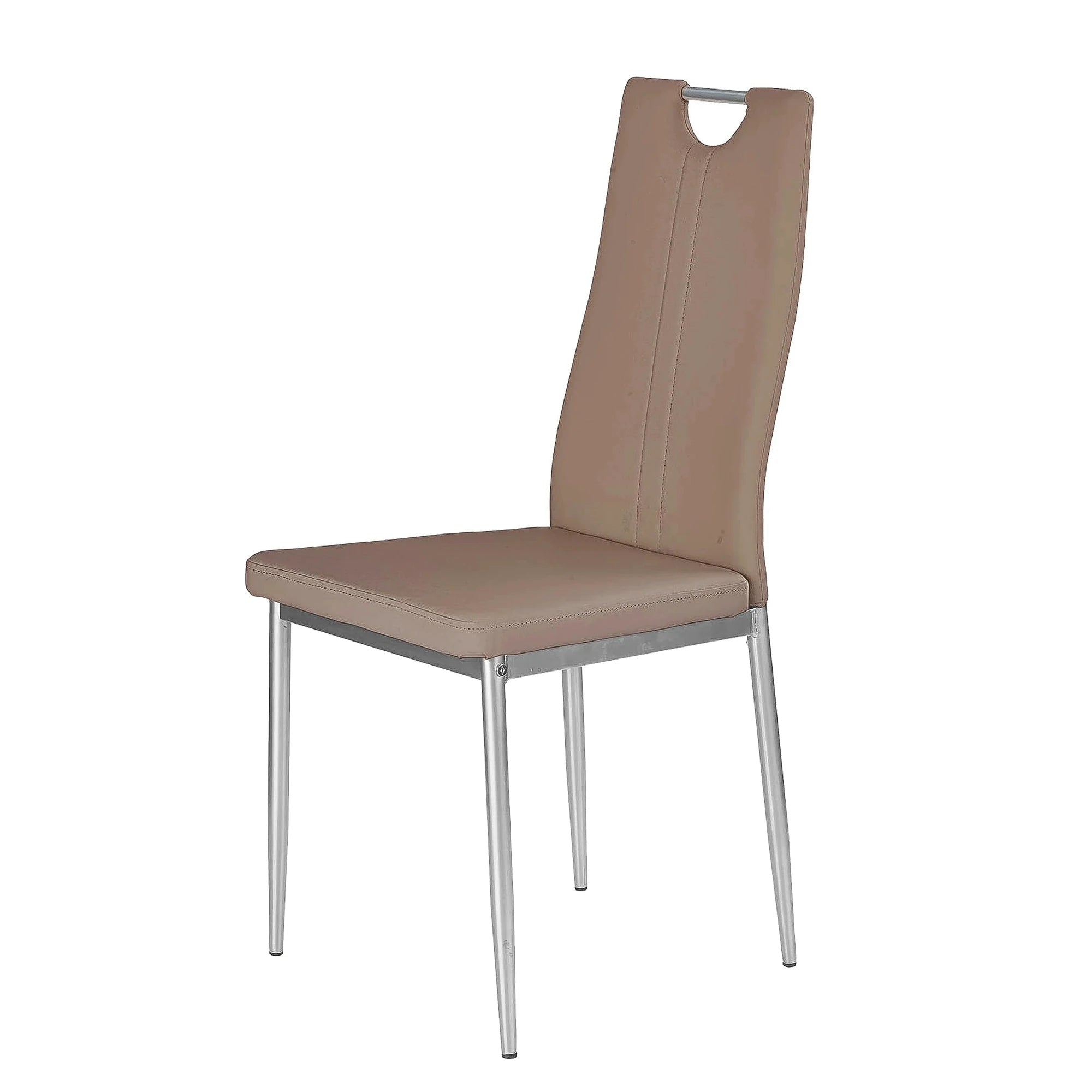 Scaun tapitat K202, cappuccino/crom, piele ecologica/metl, 44X54X97 CM