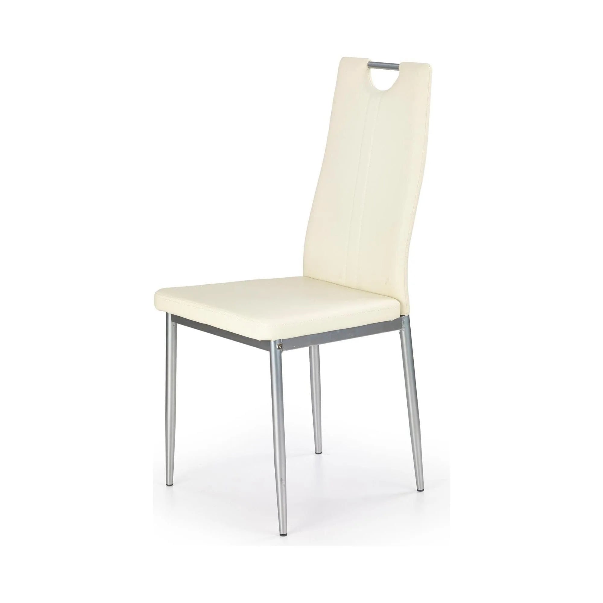 Scaun tapitat K202, crem/crom, piele ecologica/metal, 44X54X97 CM