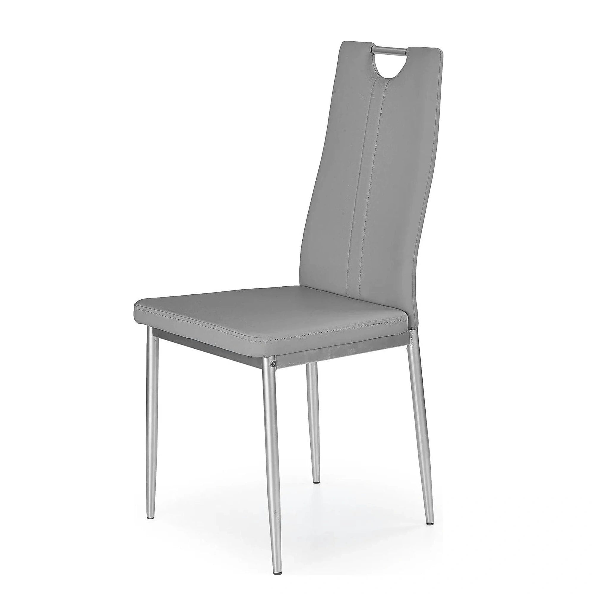 Scaun tapitat K202, gri/crom, piele ecologica/metal, 44X54X97 CM