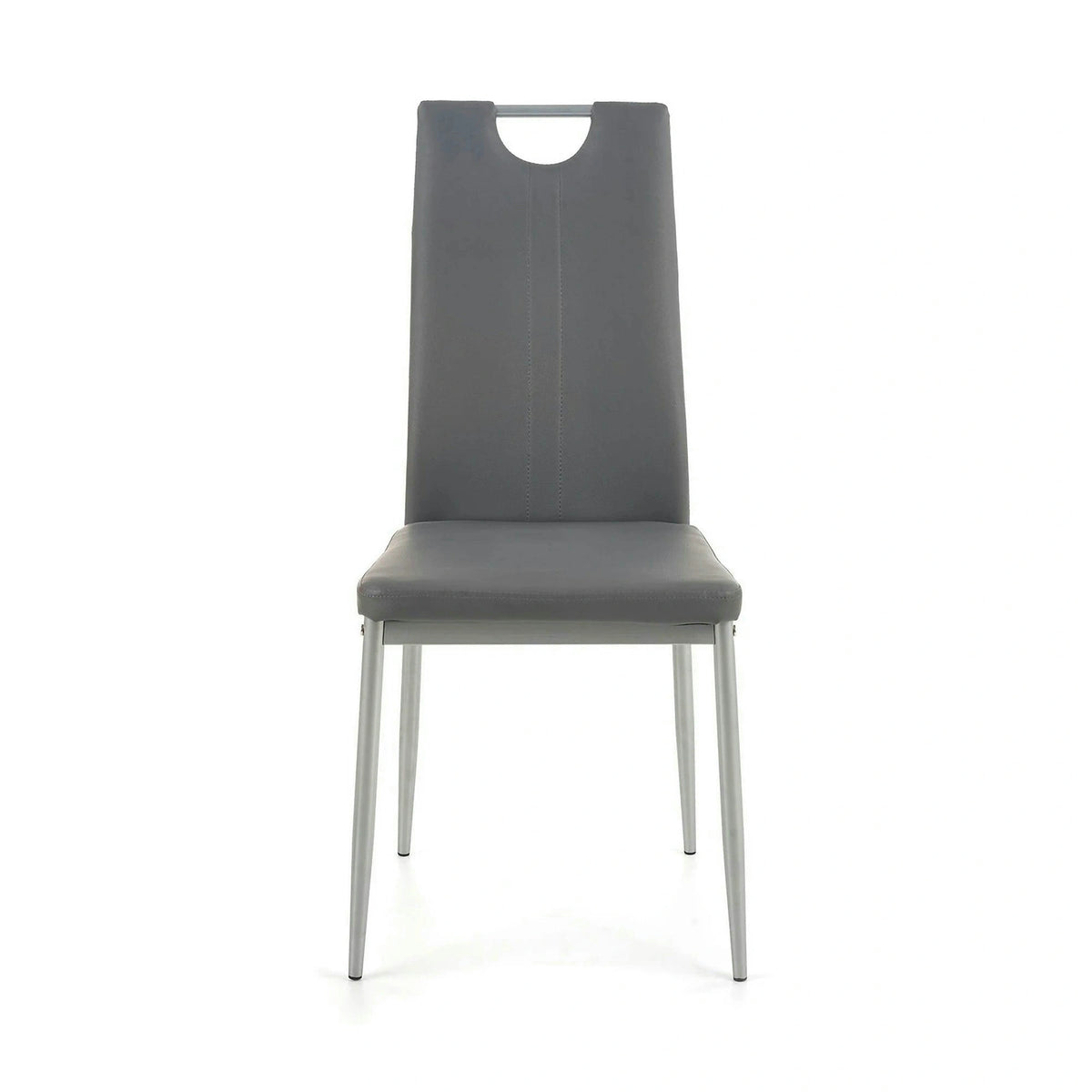 Scaun tapitat K202, gri/crom, piele ecologica/metal, 44X54X97 CM