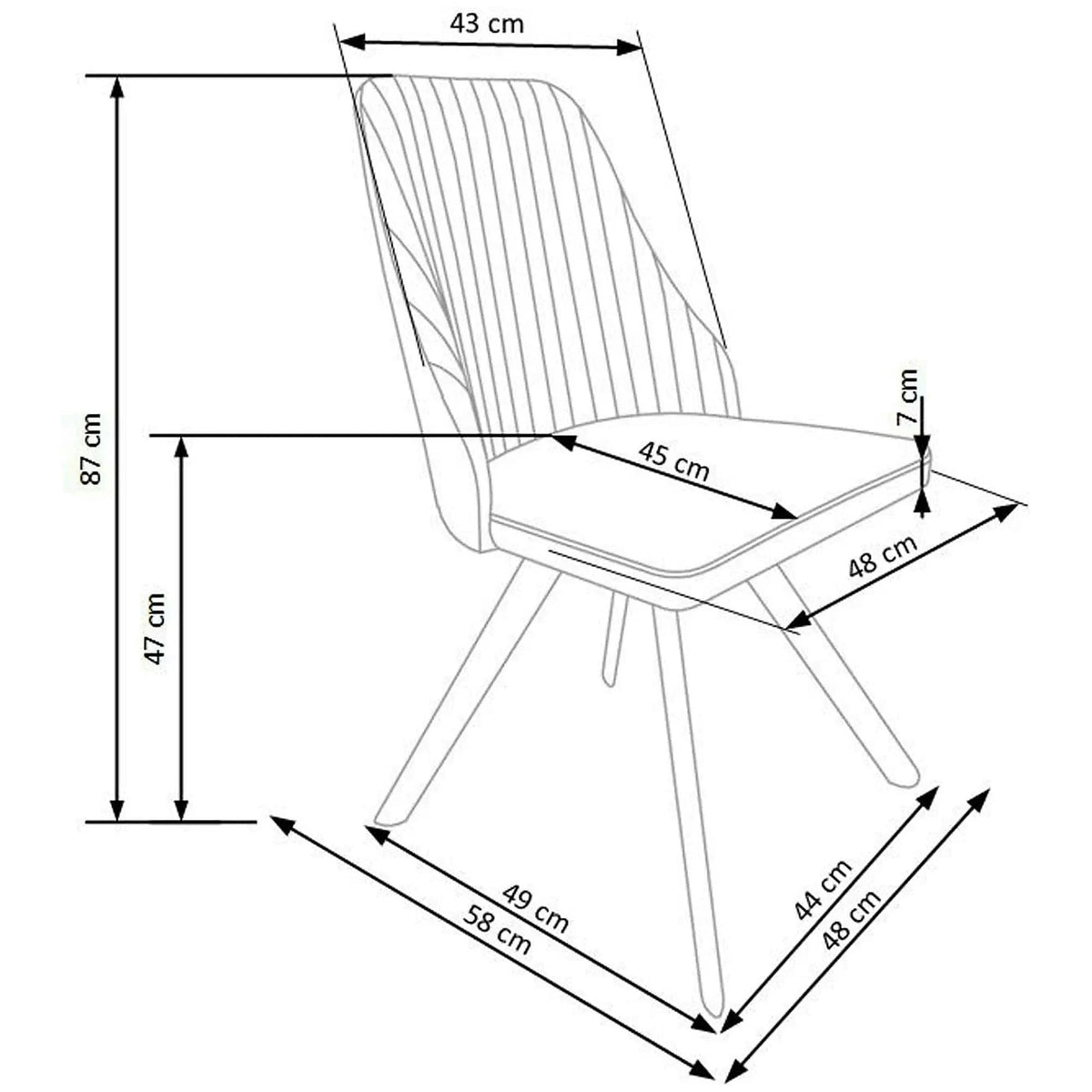 Scaun tapitat K206, alb/negru, piele ecologica/metal, 53X48X87 CM